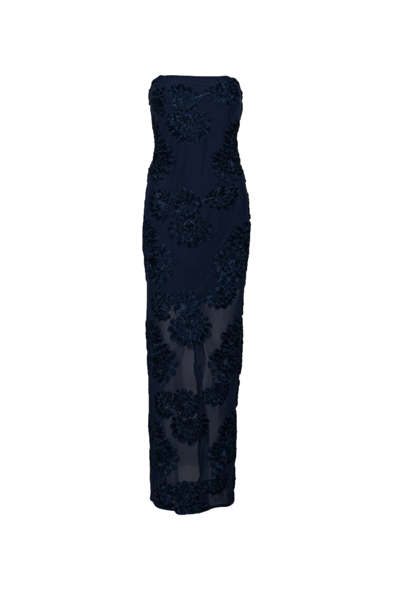 ROTATE 3D Mesh Maxi Dress Kjole Mørkeblå