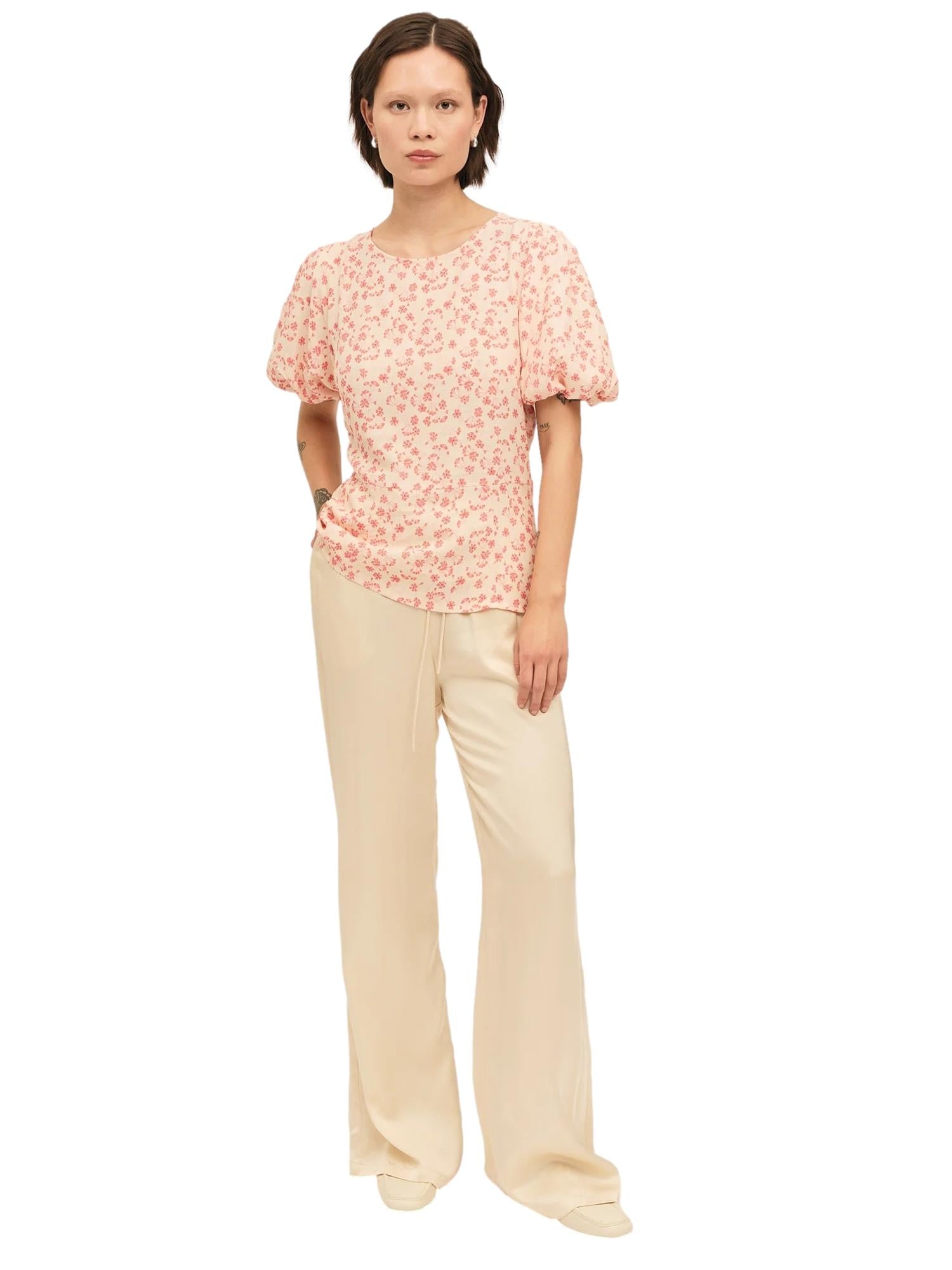 Once Untold Athilda Blouse Topp Beige Og Rosa - modostore.no