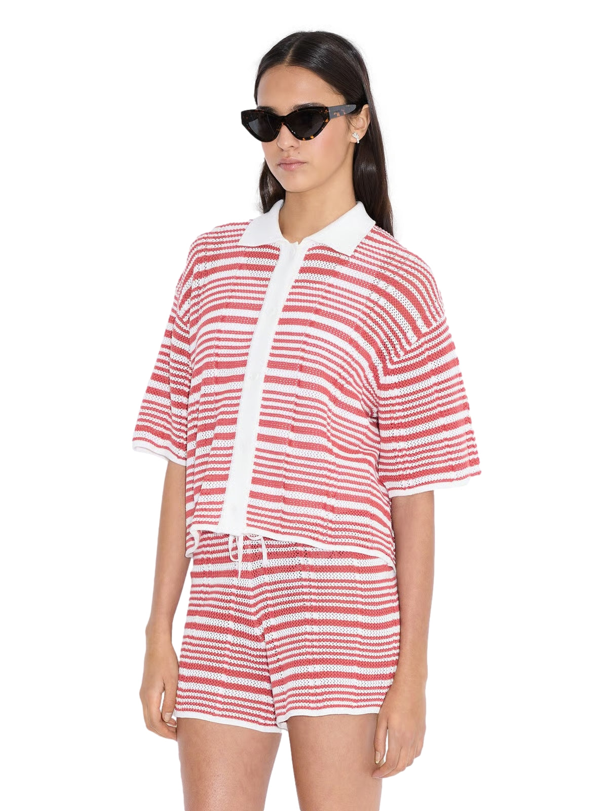 Holzweiler Kelp Striped Shirt T-shirt Hvit Og Rød - modostore.no