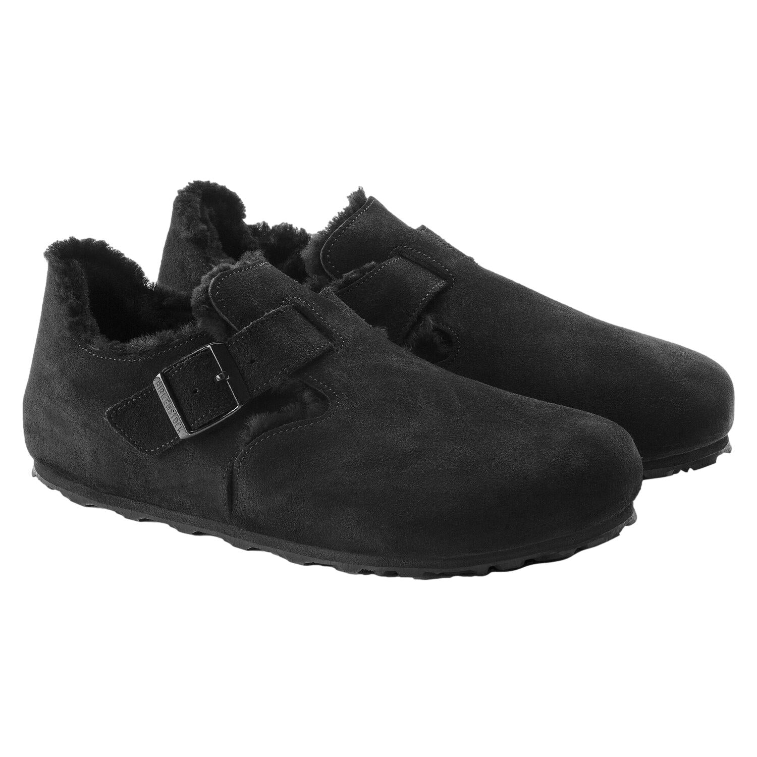 Birkenstock London Shearling Narrow Black Sko Sort - modostore.no
