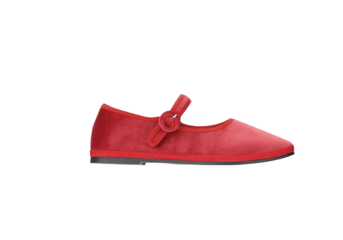 Yori Jomo Mary Jane Flats Velluto Rosso Sko Rød