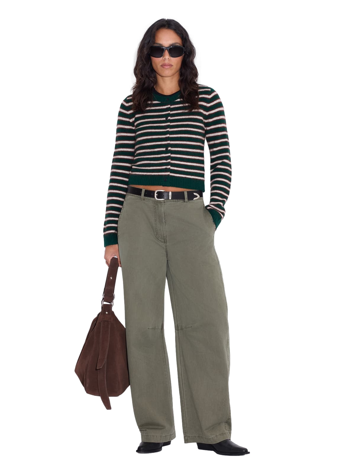 Holzweiler Mia Stripe Cardigan Cardigan Grønn Striper