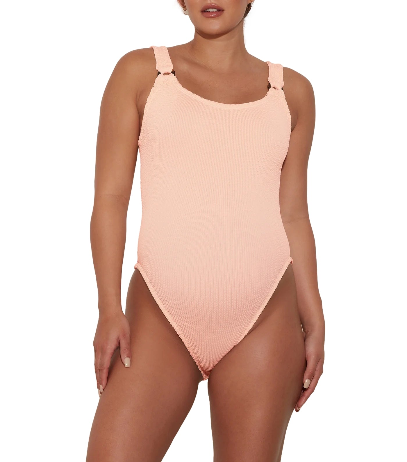 Hunza G Domino Swim Crinkle Badedrakt Off-White - modostore.no