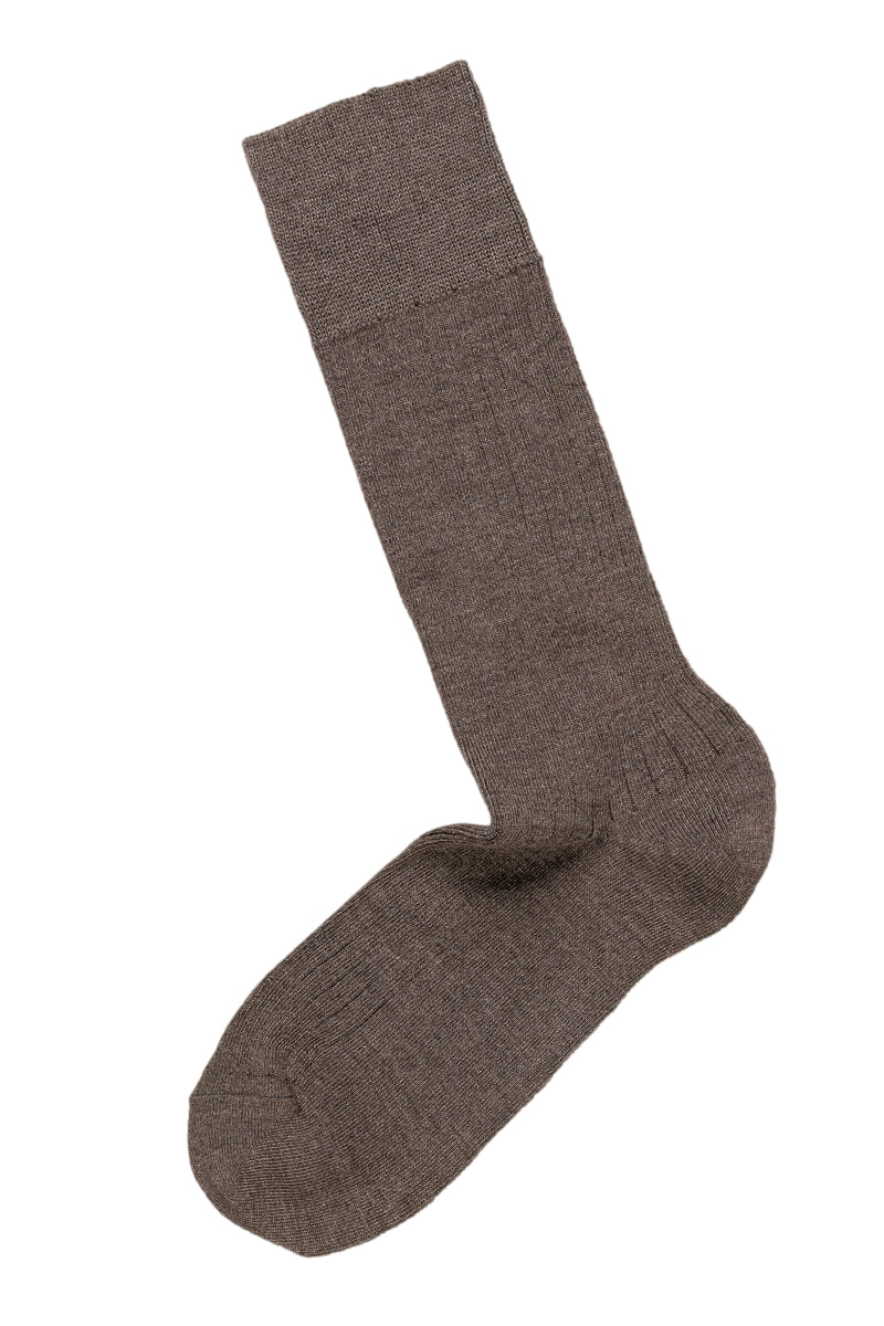 Panos Emporio 2PK Calle Premium Mercerized Wool Rib Sokker Brun - modostore.no