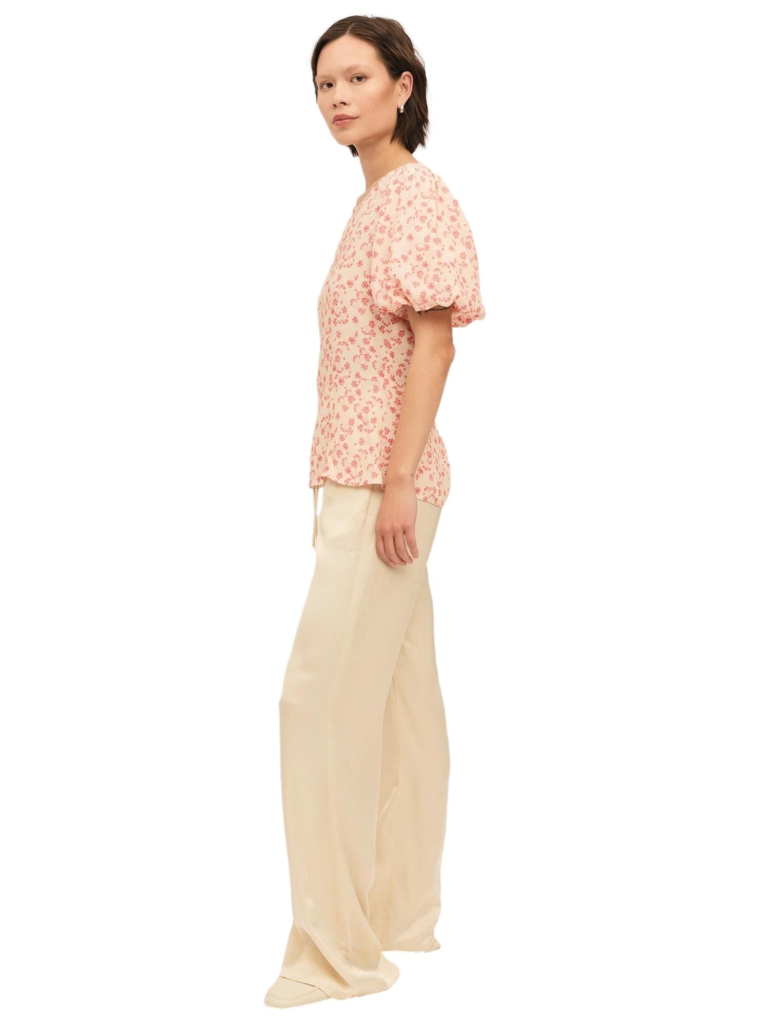 Once Untold Athilda Blouse Topp Beige Og Rosa - modostore.no