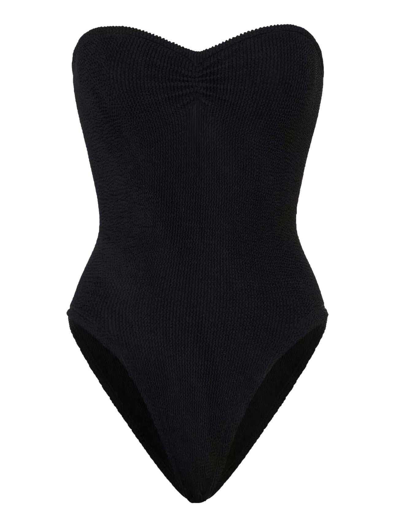 Sort Hunza G Brooke badedrakt med glatt, tettsittende stoff og unikt stretchmateriale.