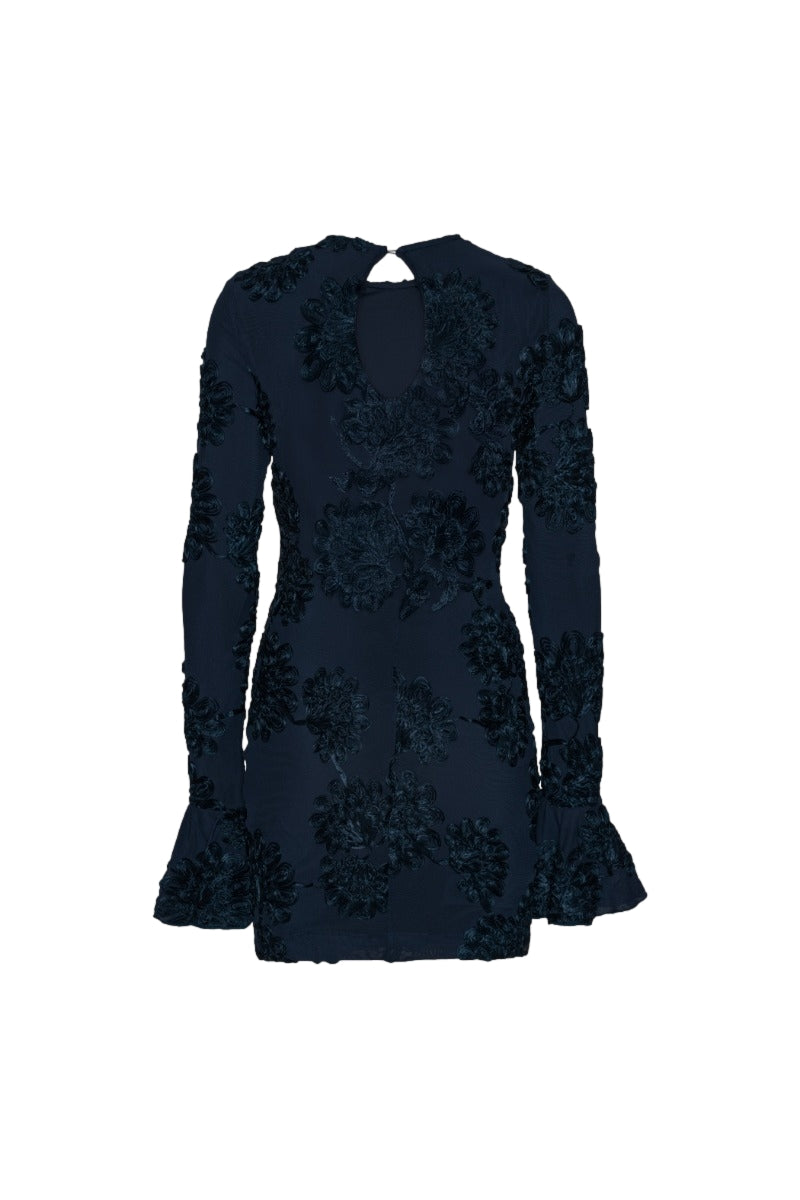 ROTATE 3D Mesh Mini Dress Kjole Mørkeblå - modostore.no