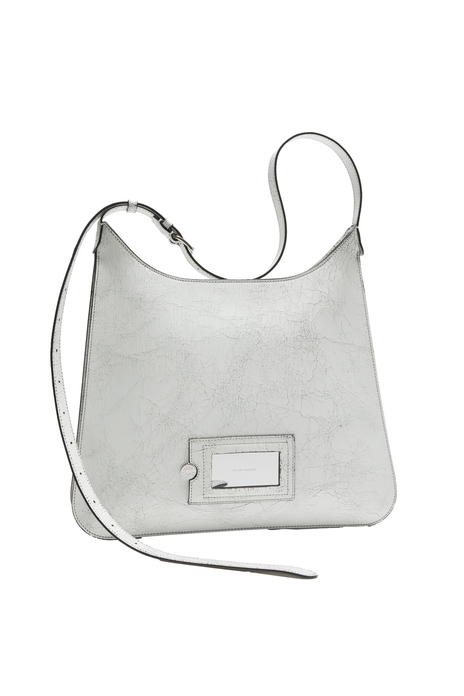 Acne Platt Shoulder Bag Veske Hvit Mønster - modostore.no