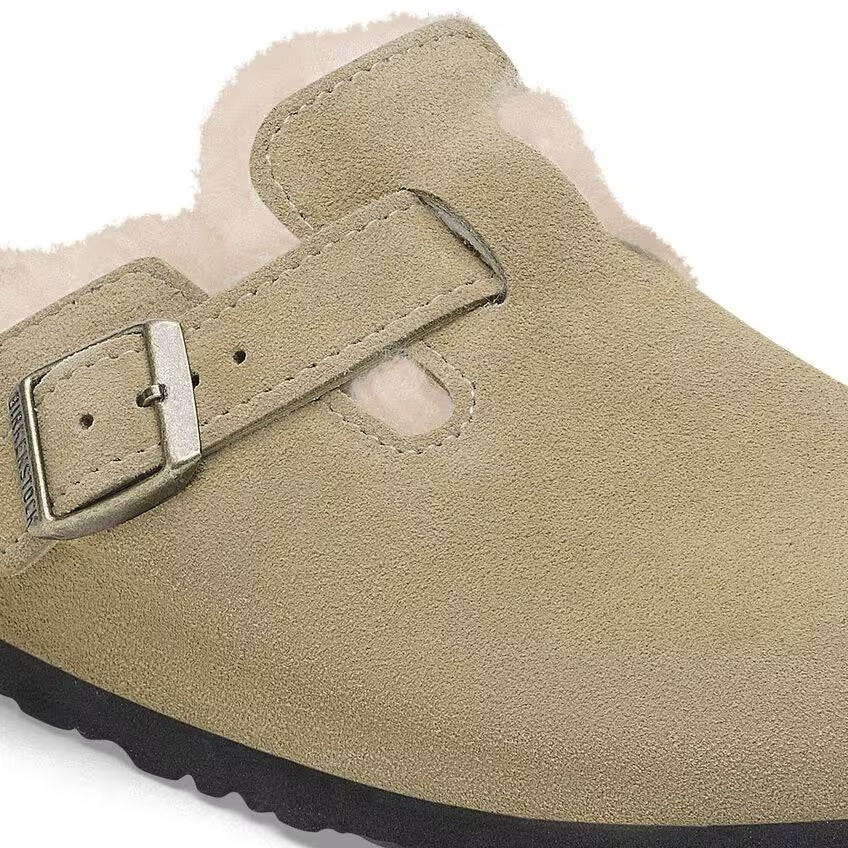 Birkenstock Boston Shearling Narrow Taupe Sko Beige - modostore.no