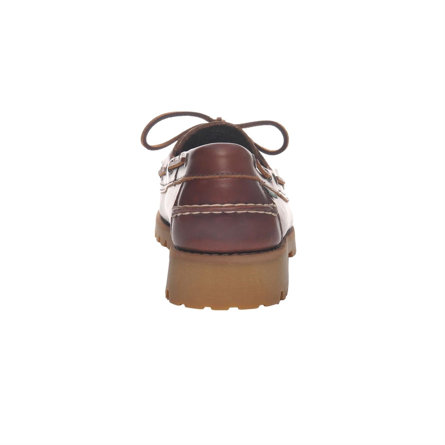 Brune Sebago Ranger Waxy sko med lær overdel og gummisåle, vist fra siden.