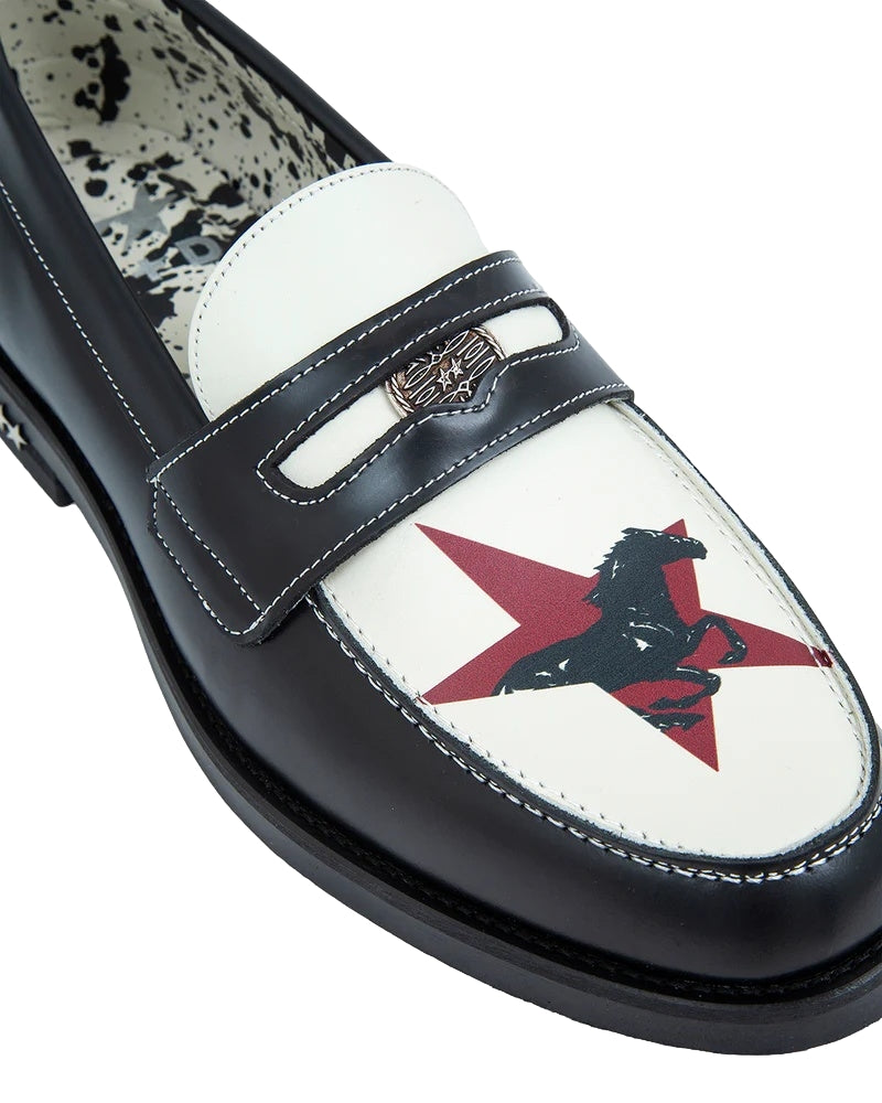TwoJeys Wild Horse Penny Loafer Sko Hvit Og Sort - modostore.no