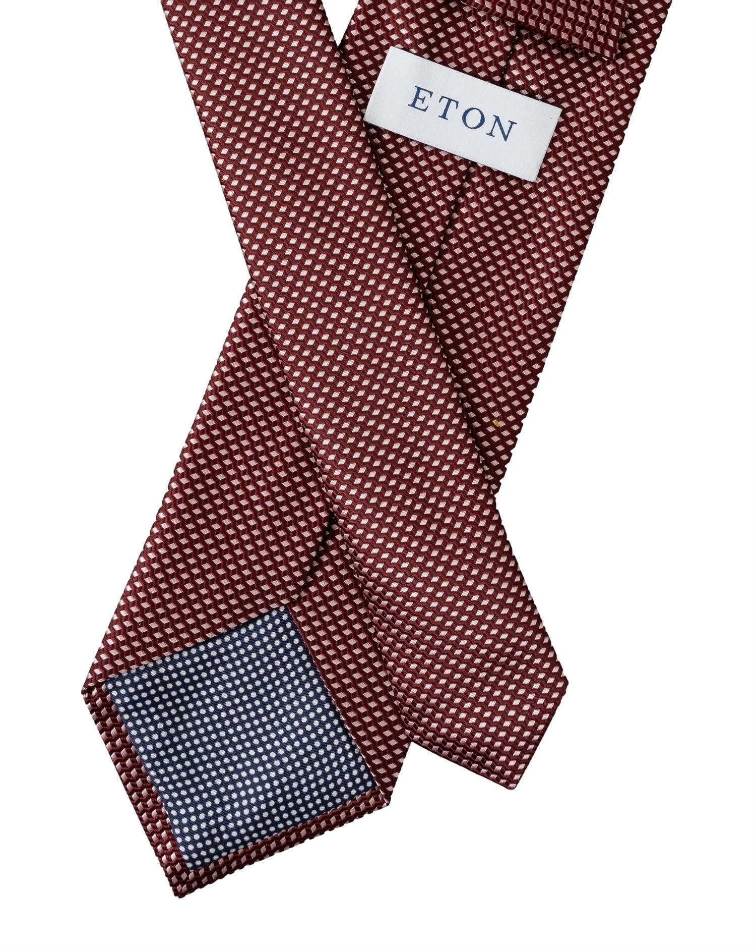 Eton Geometric Woven Slik Tie Slips Burgunder Mønster - modostore.no