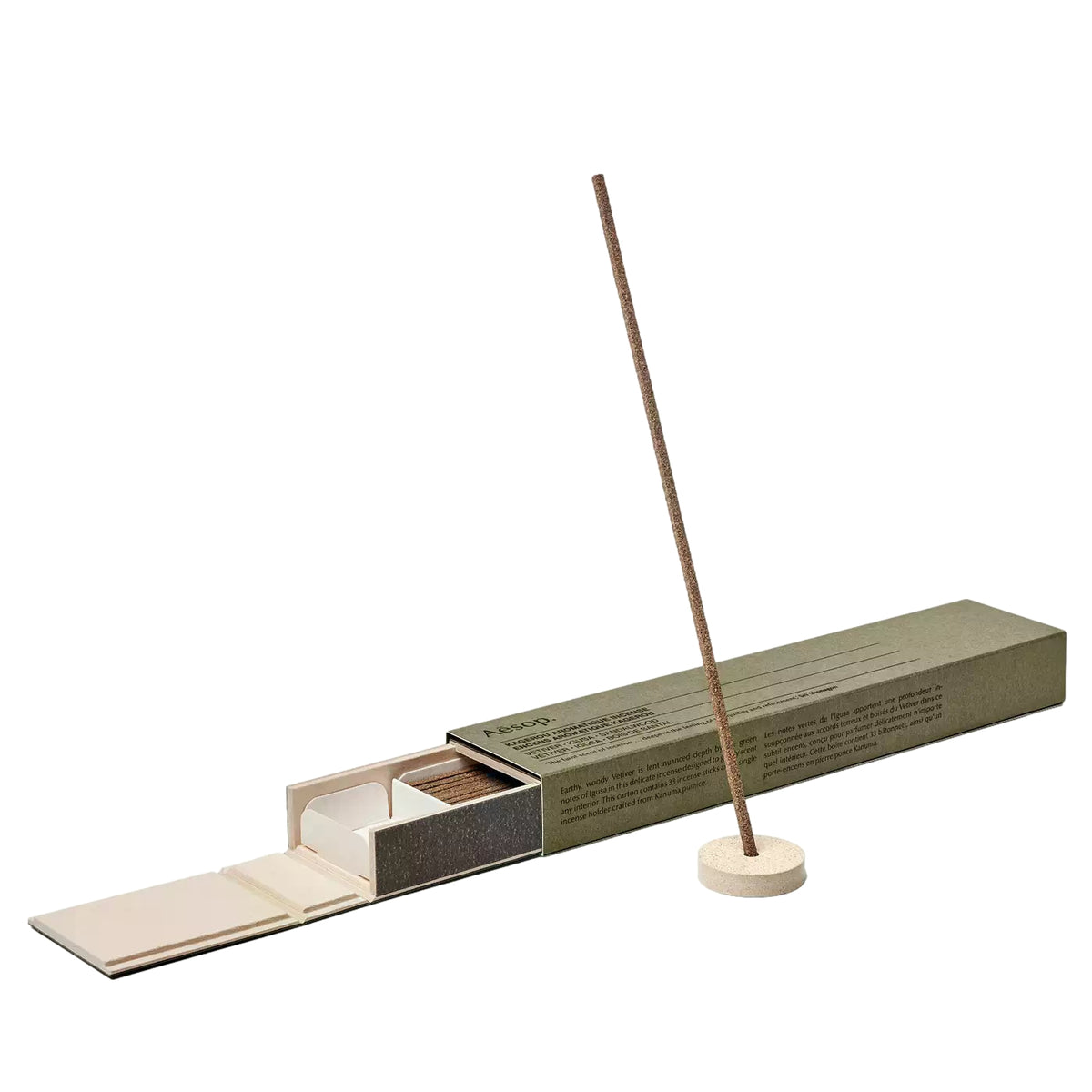 Aesop Sarashina Aromatique Incense duftpinner i grønn emballasje