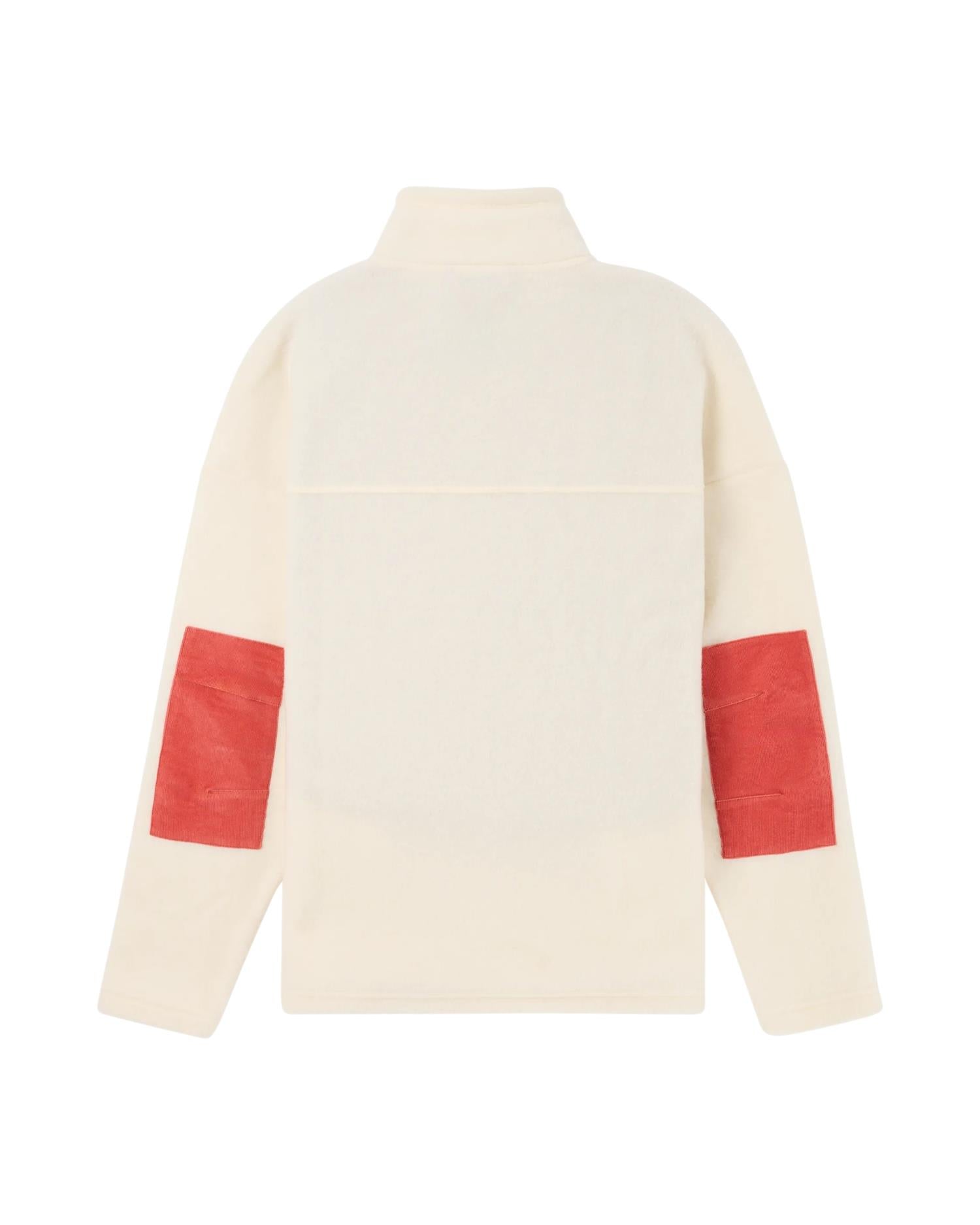 Amundsen V-Bond Cord Fleece Mens Genser Hvit Og Rød - modostore.no