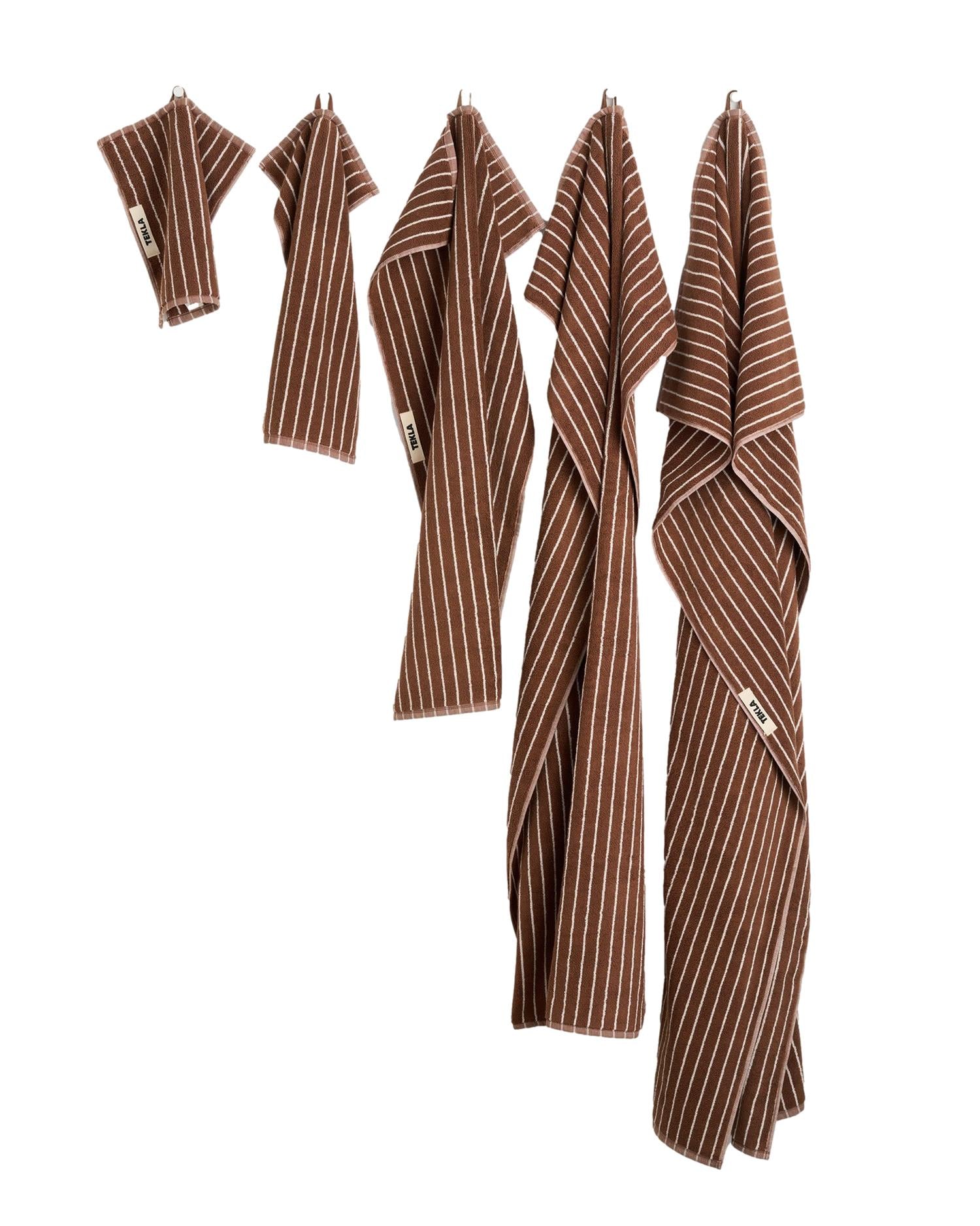 Tekla Terry Hand Towel (50x90cm) Rust Stripes Håndkle Rustrød