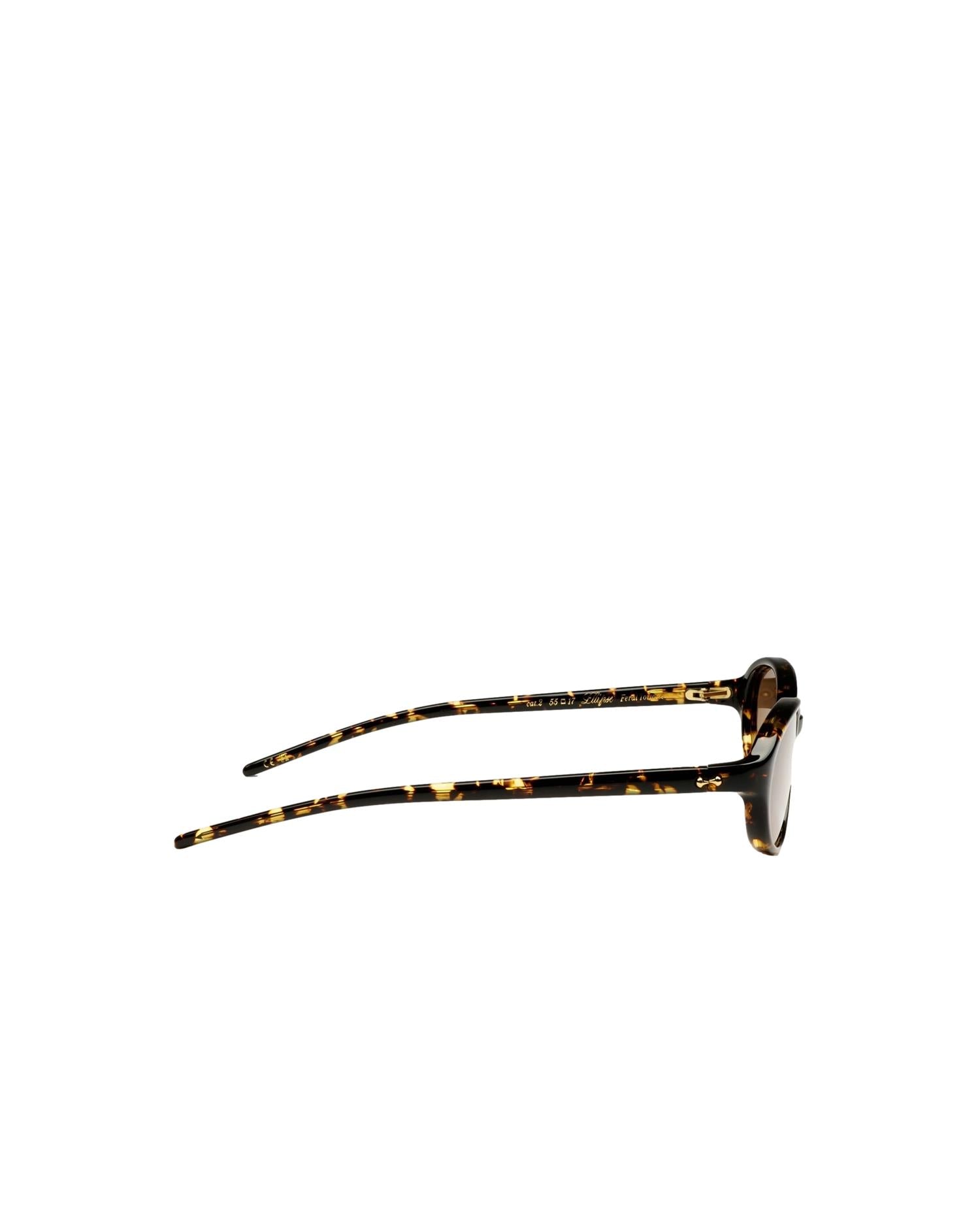 Chimi Eyewear Ellipse Feral Tortoise solbriller i brunt melert med runde rammer og mørke linser.