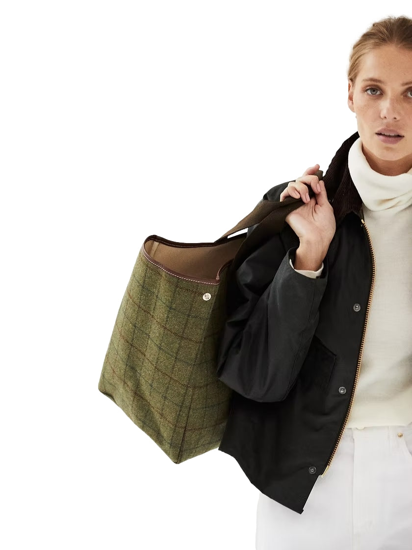 Rue de Verneuil Traversée XL Hunting Tweed Kaki Veske Grønn Mønster - modostore.no