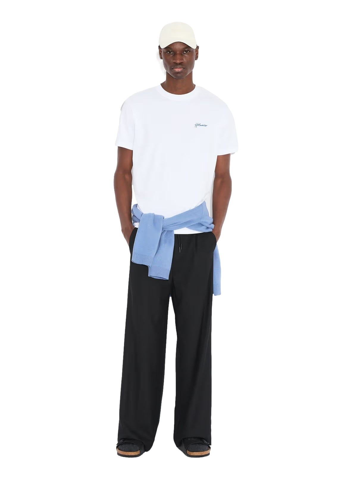 Holzweiler Tucker Embroidery Tee T-shirt Hvit Og Blå - modostore.no