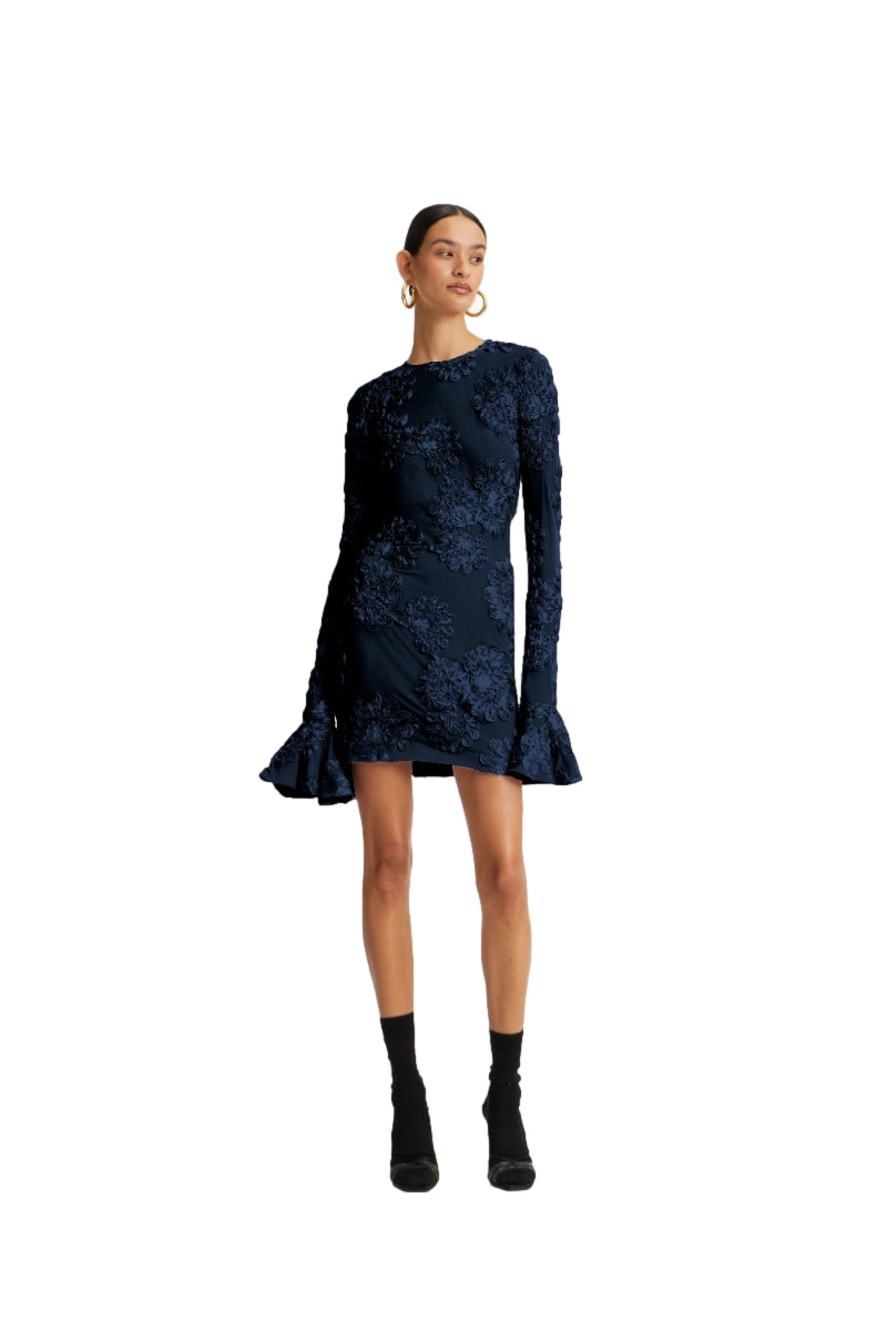 ROTATE 3D Mesh Mini Dress Kjole Mørkeblå - modostore.no