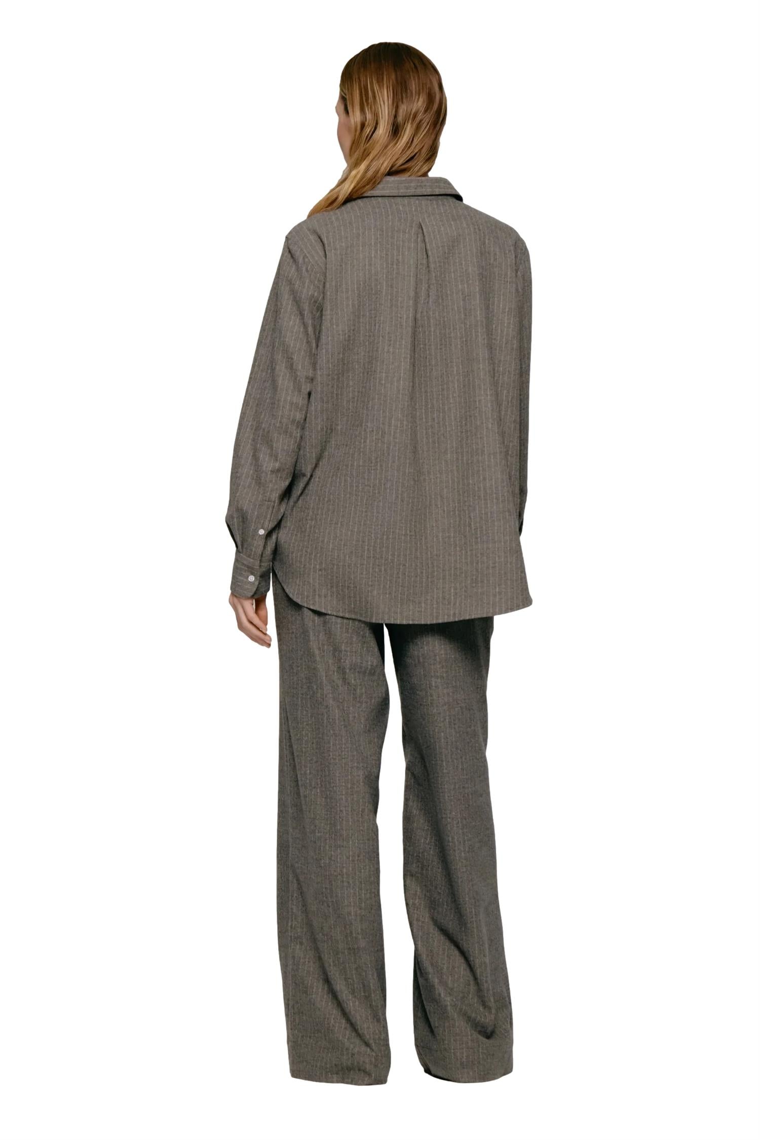 Julie Josephine Sophie Wool Blend Shirt Skjorte Gråbrun - modostore.no