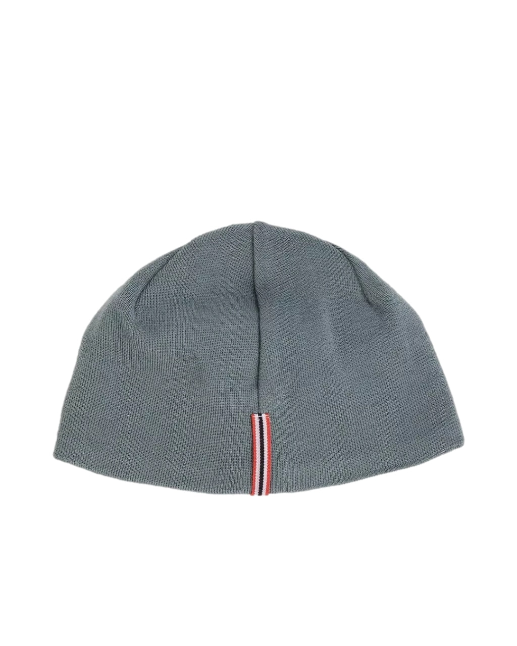 Gråblå Amundsen lue, myk og varm beanie med ribbestrikket design, perfekt for kaldt vær.