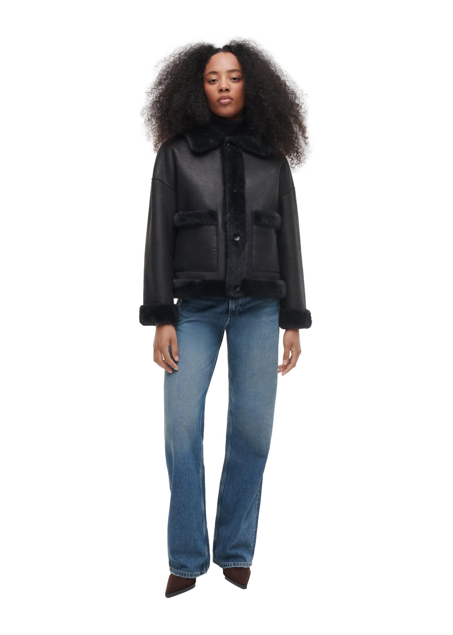 Studio AR Faje Faux Mink Jakke Sort