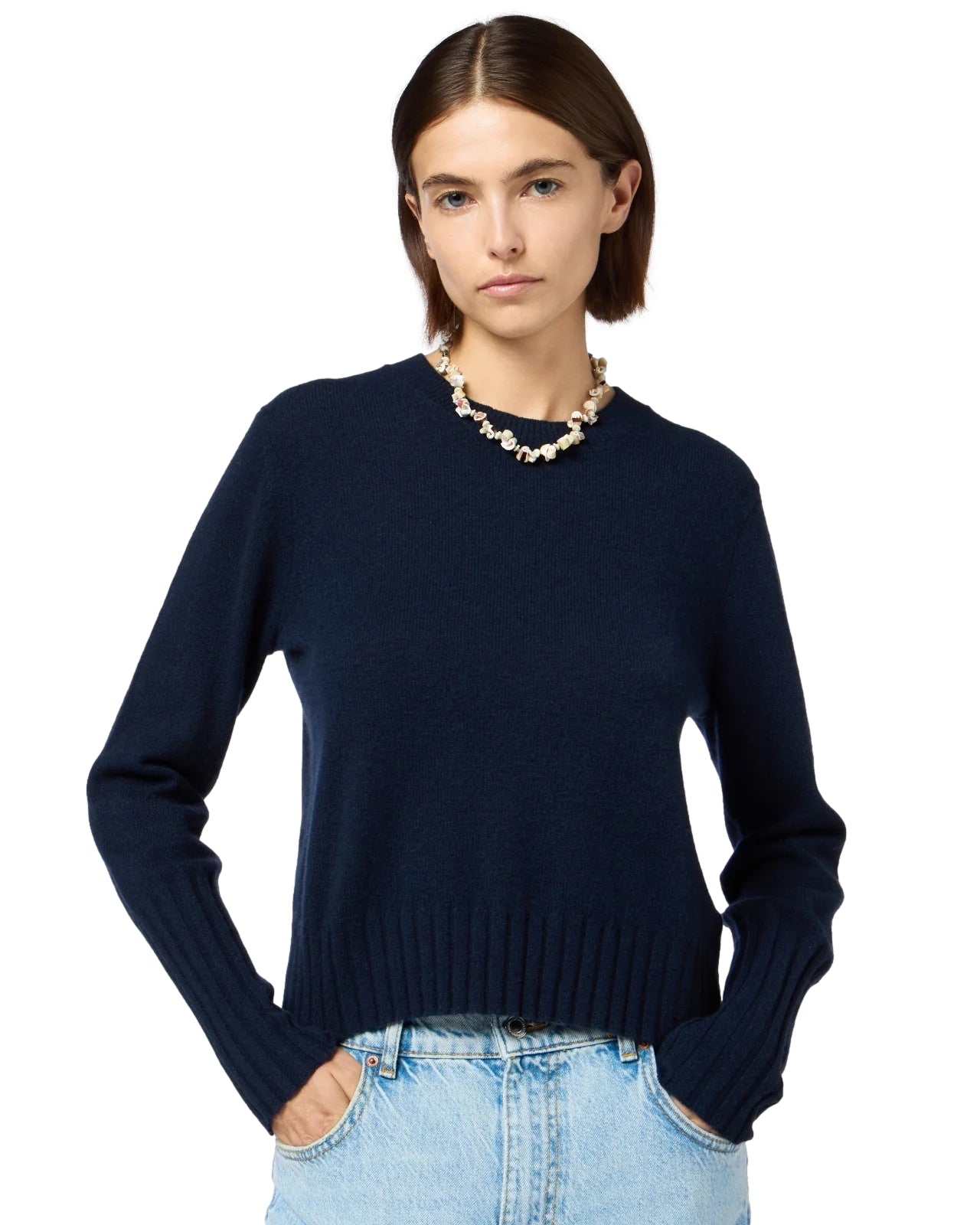 Guest In Residence Shrunken Crew Genser Navy - modostore.no