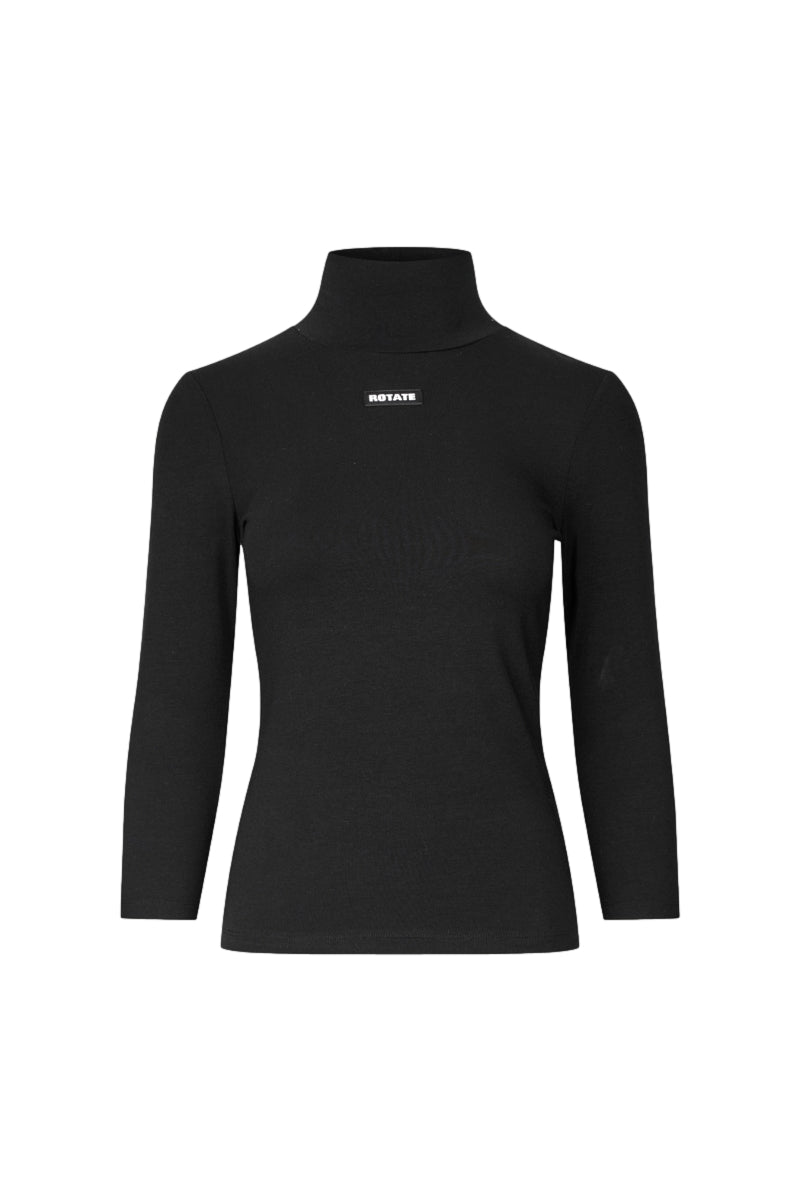 ROTATE Jersey 3/4 Turtleneck T-shirt Sort
