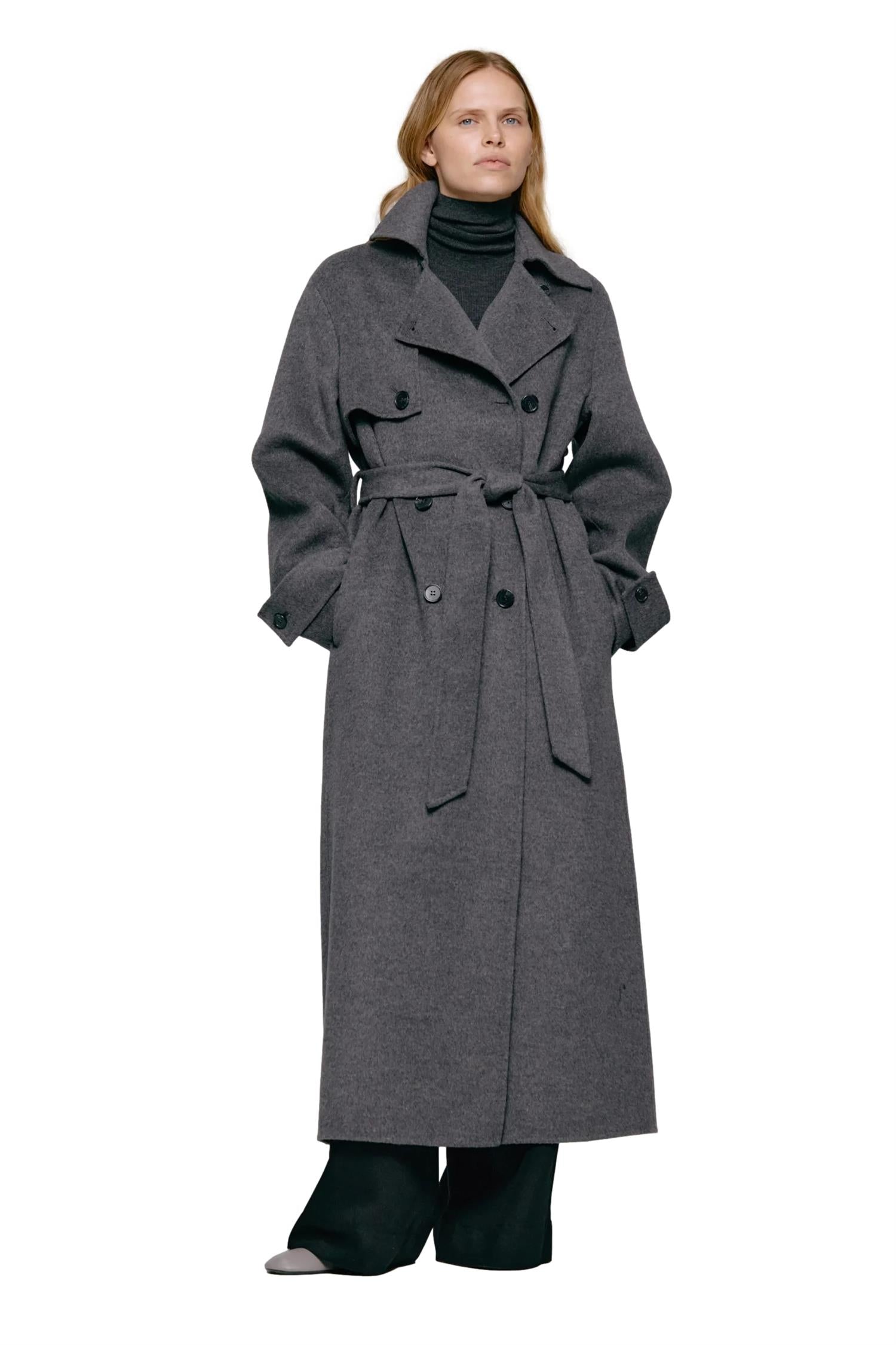 Julie Josephine Thale Wool Trenchcoat Jakke Mørkegrå - modostore.no