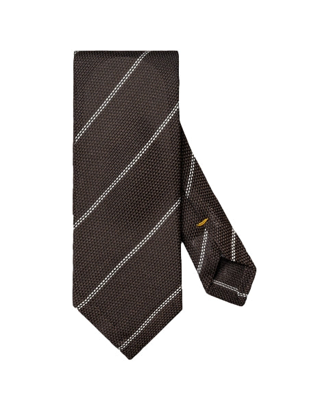 Eton Striped Genadine Silk Tie Slips Brun Mønster