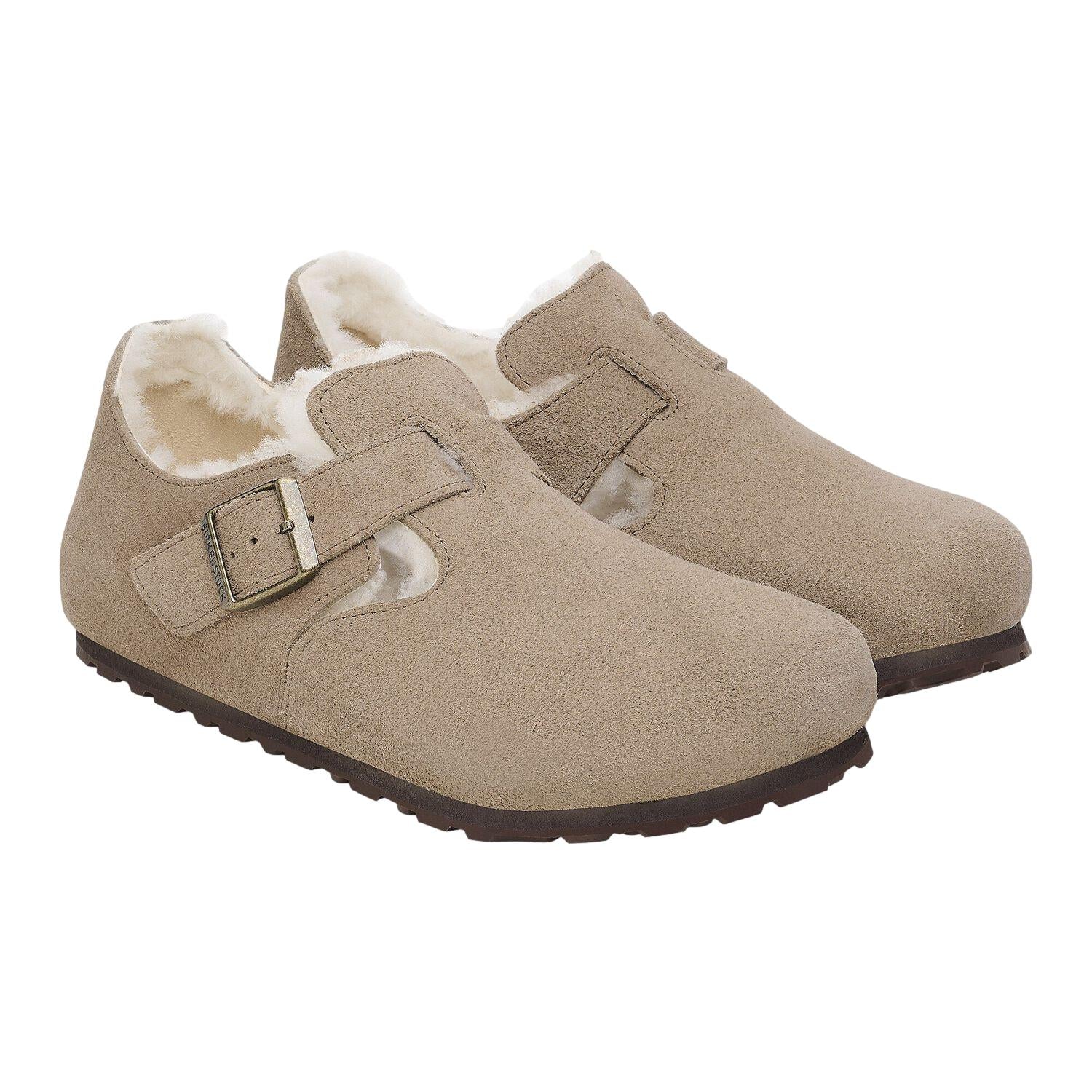 Birkenstock London Shearling Regular Taupe Sko Beige - modostore.no