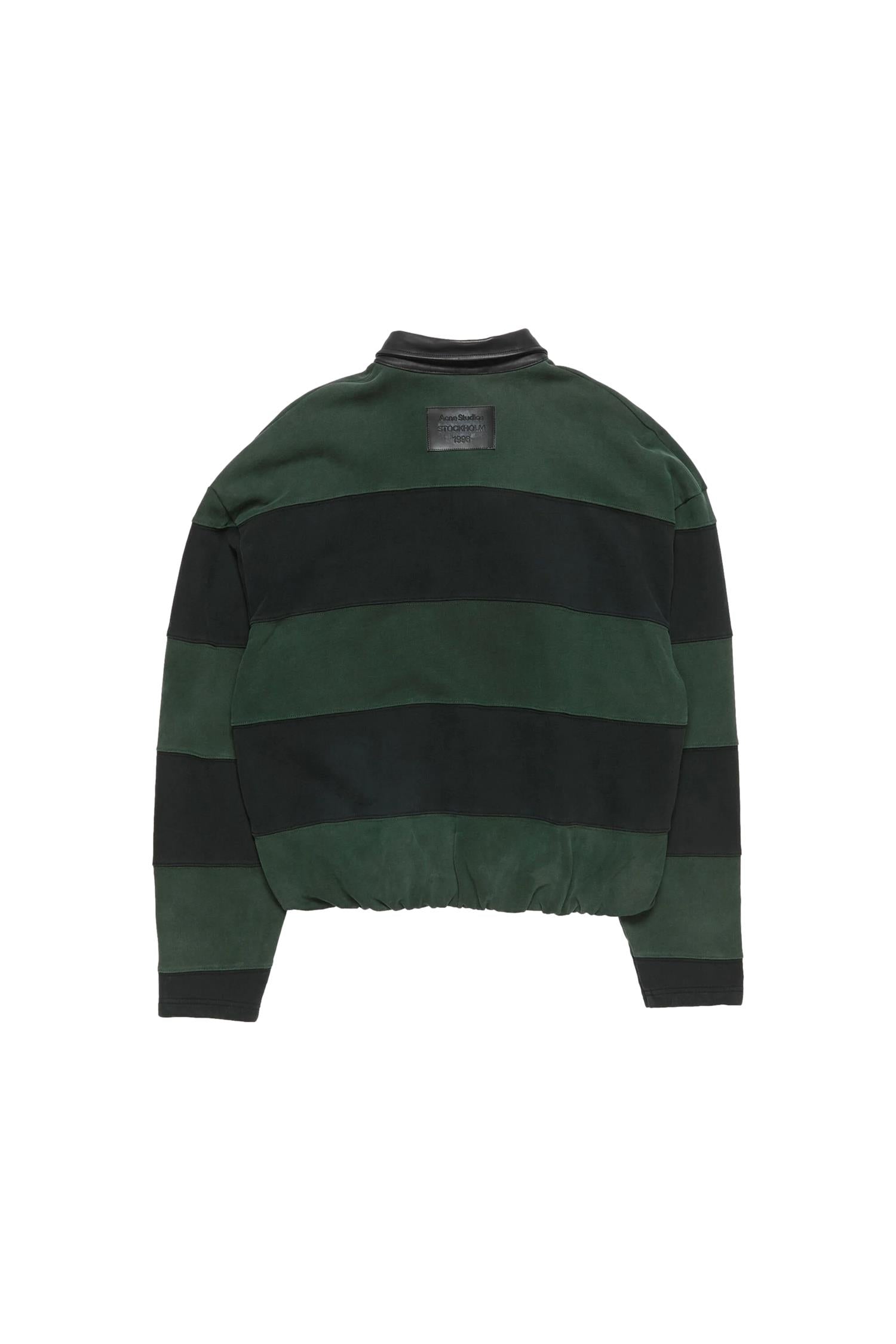 Acne Striped Polo Sweater Genser Grønn Og Sort - modostore.no