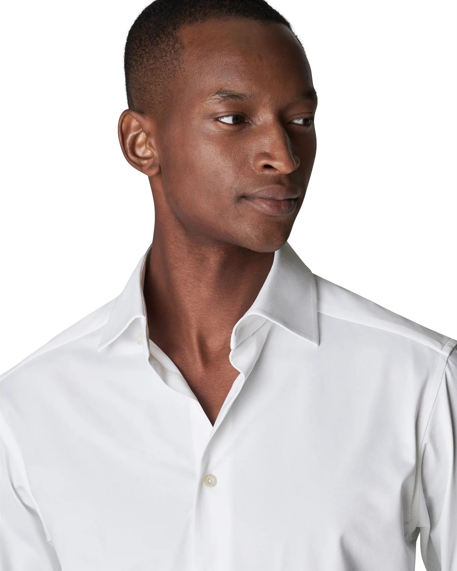 Eton White Four-Way Stretch Shirt Skjorte Hvit