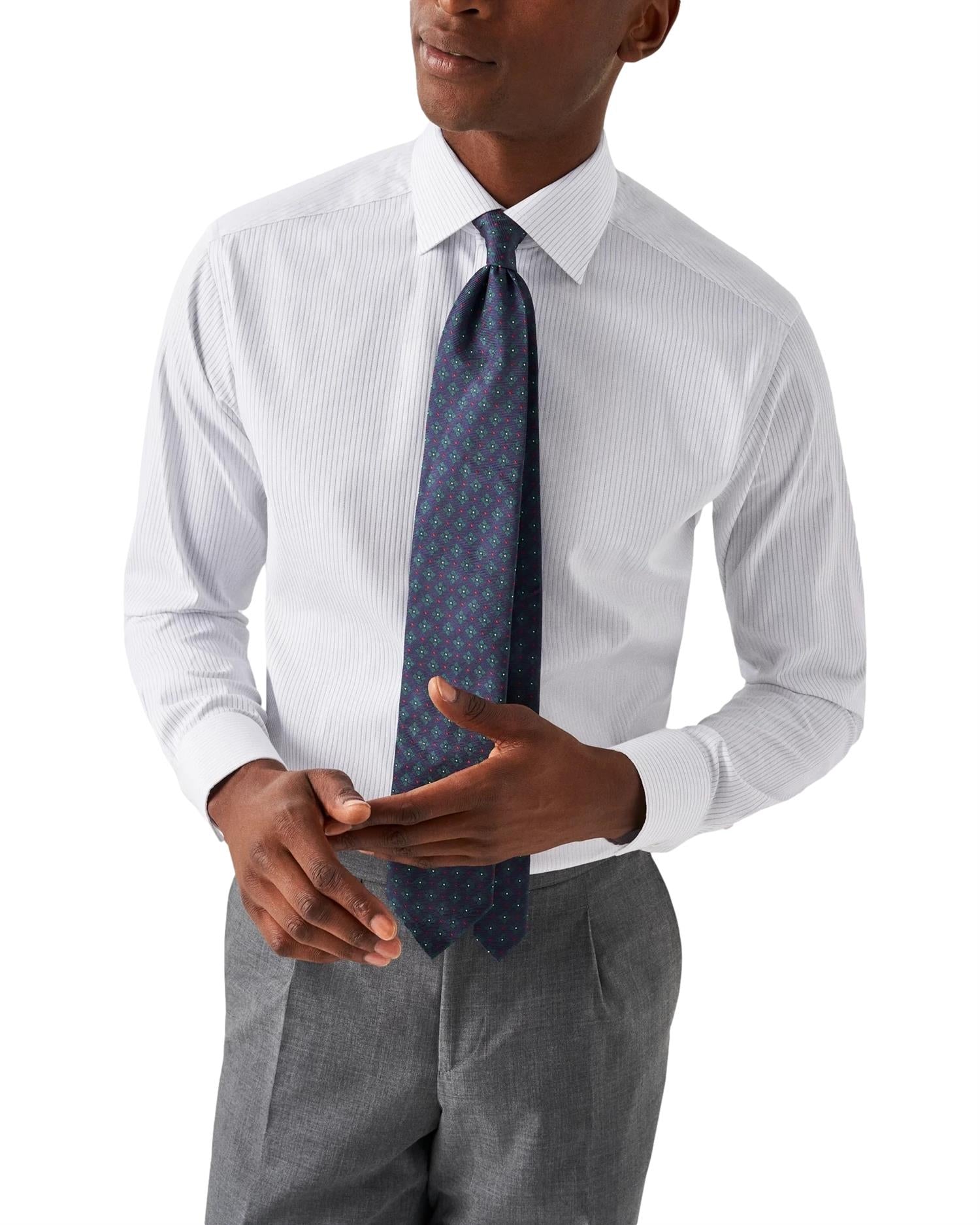 Eton Light Blue Striped Signature Twill Shirt Skjorte Stripet - modostore.no