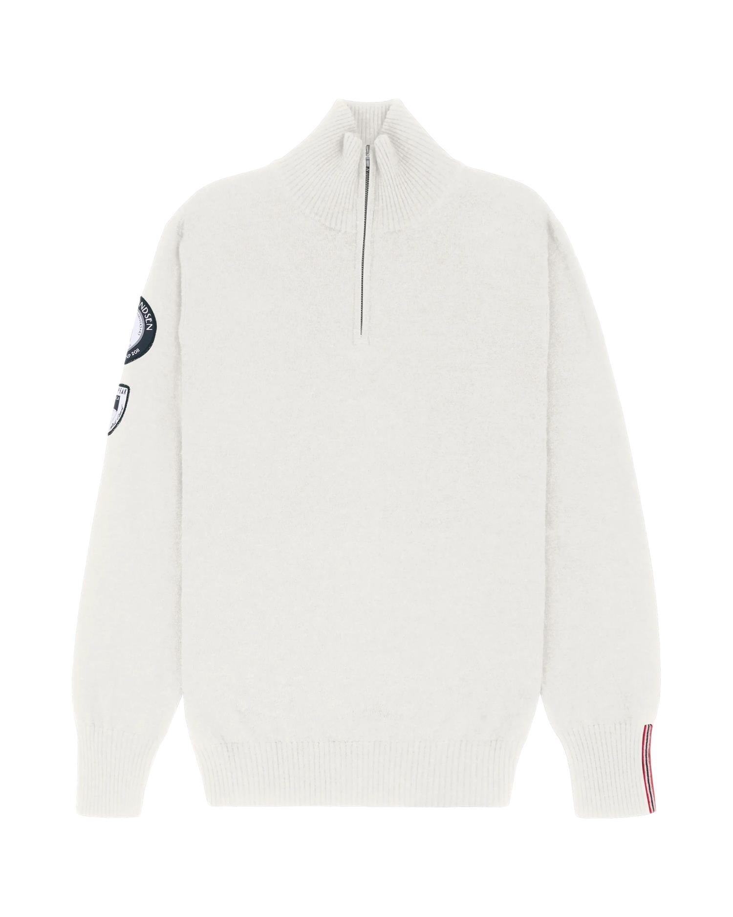 Amundsen Peak Half Zip herregenser i melkehvit med halvt glidelås og myk, komfortabel passform.