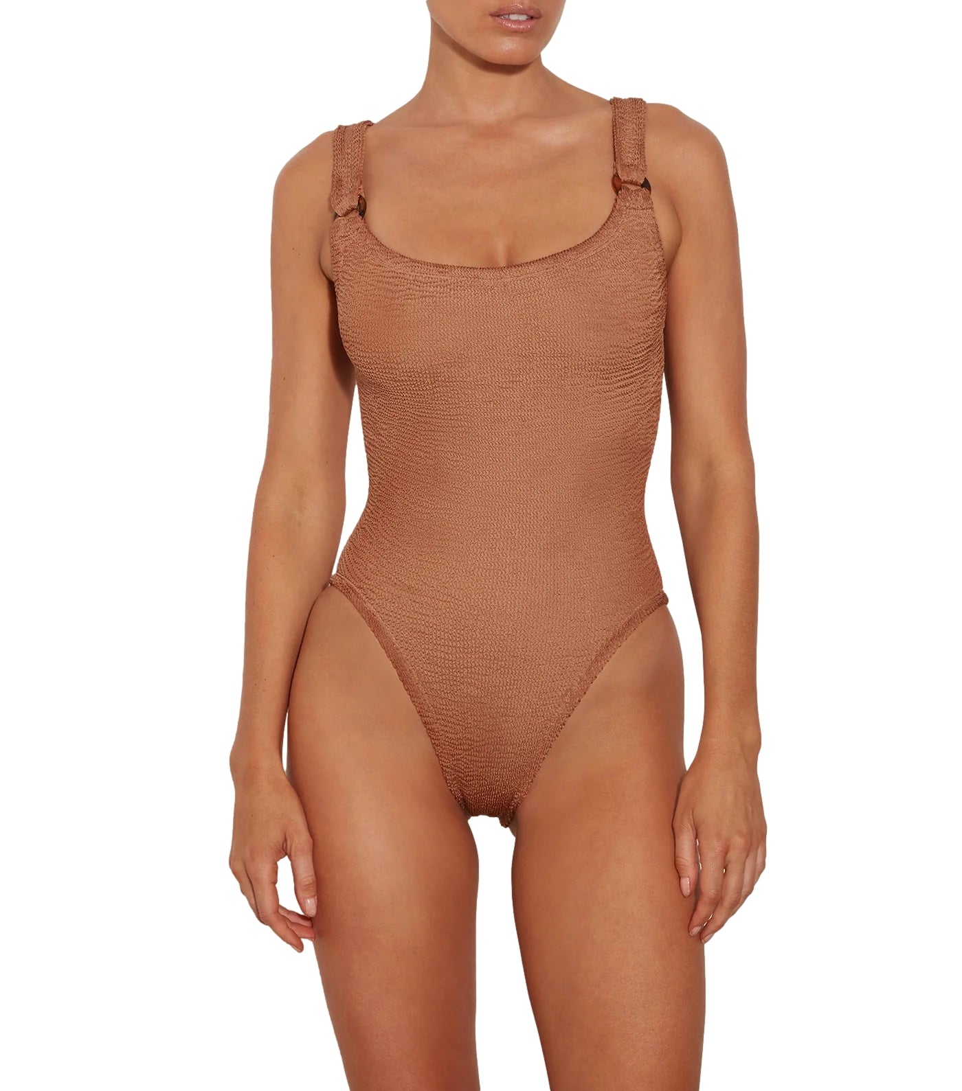 Hunza G Domino Swim Crinkle Badedrakt Brun - modostore.no