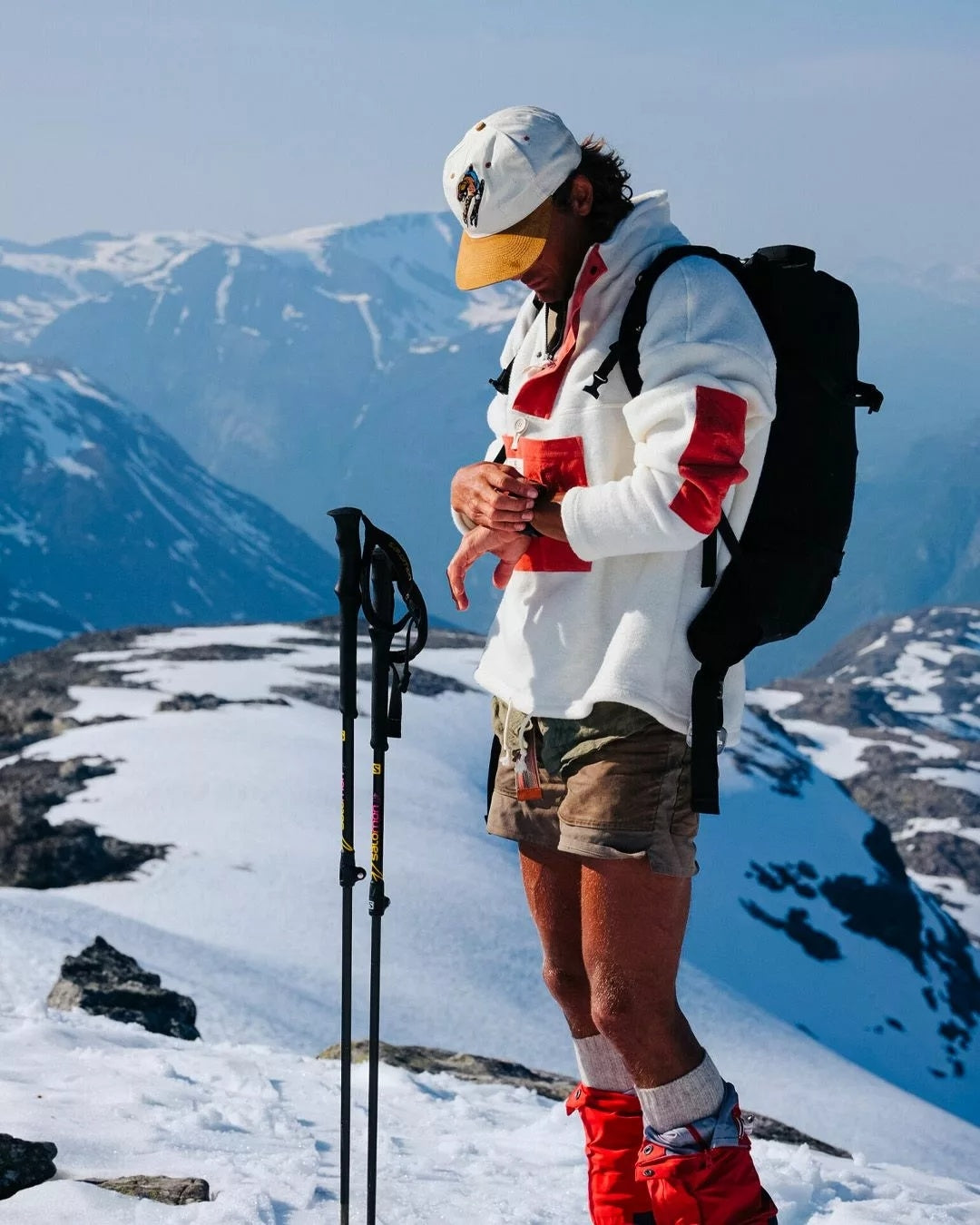 Amundsen Vagabond Cord Fleece Mens Genser Hvit Og Blå