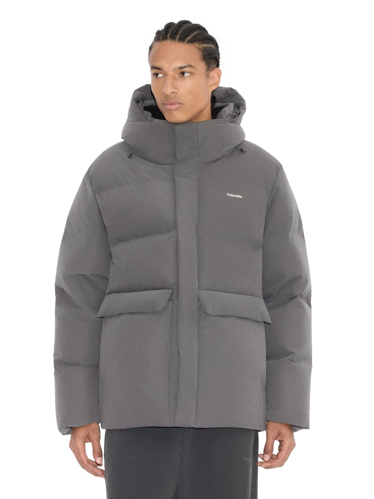Holzweiler Dovre børstet dunjakke i grå, varm og stilig jakke med god isolasjon og moderne design.
