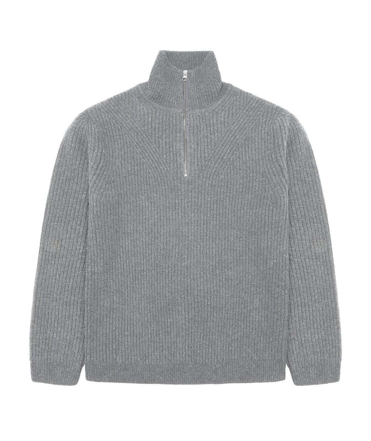 Garment Project Half Zip Wool Knit Genser Lys Grå Melert