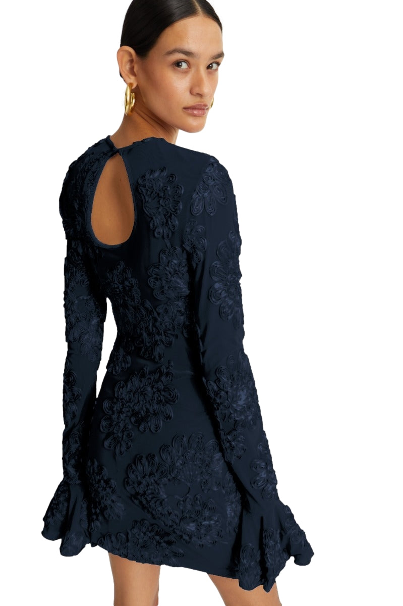 ROTATE 3D Mesh Mini Dress Kjole Mørkeblå - modostore.no