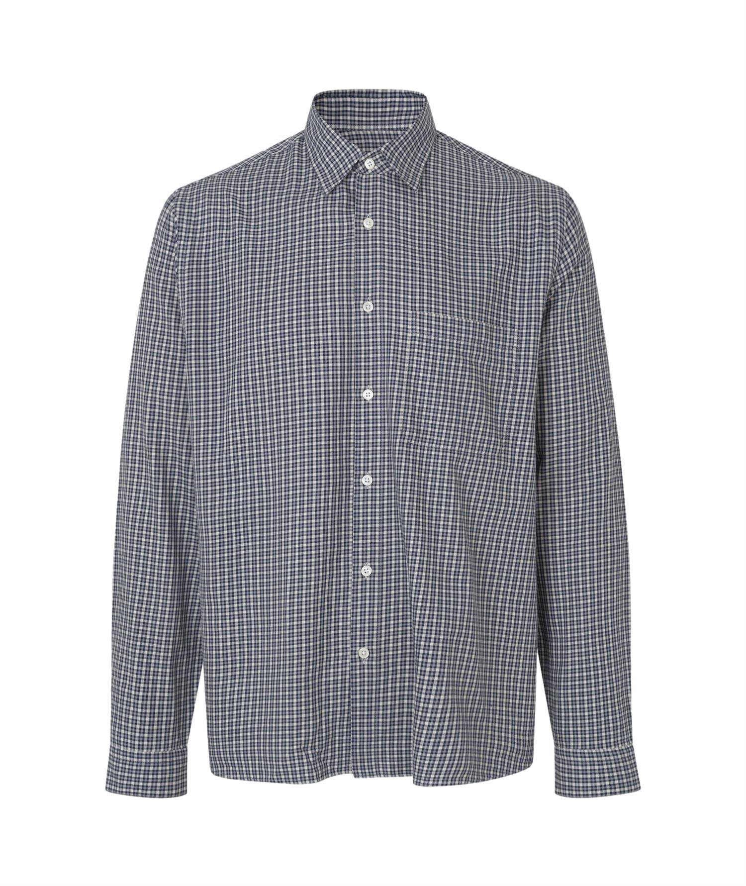 Garment Project Relaxed LS Shirt Skjorte Navy Ruter
