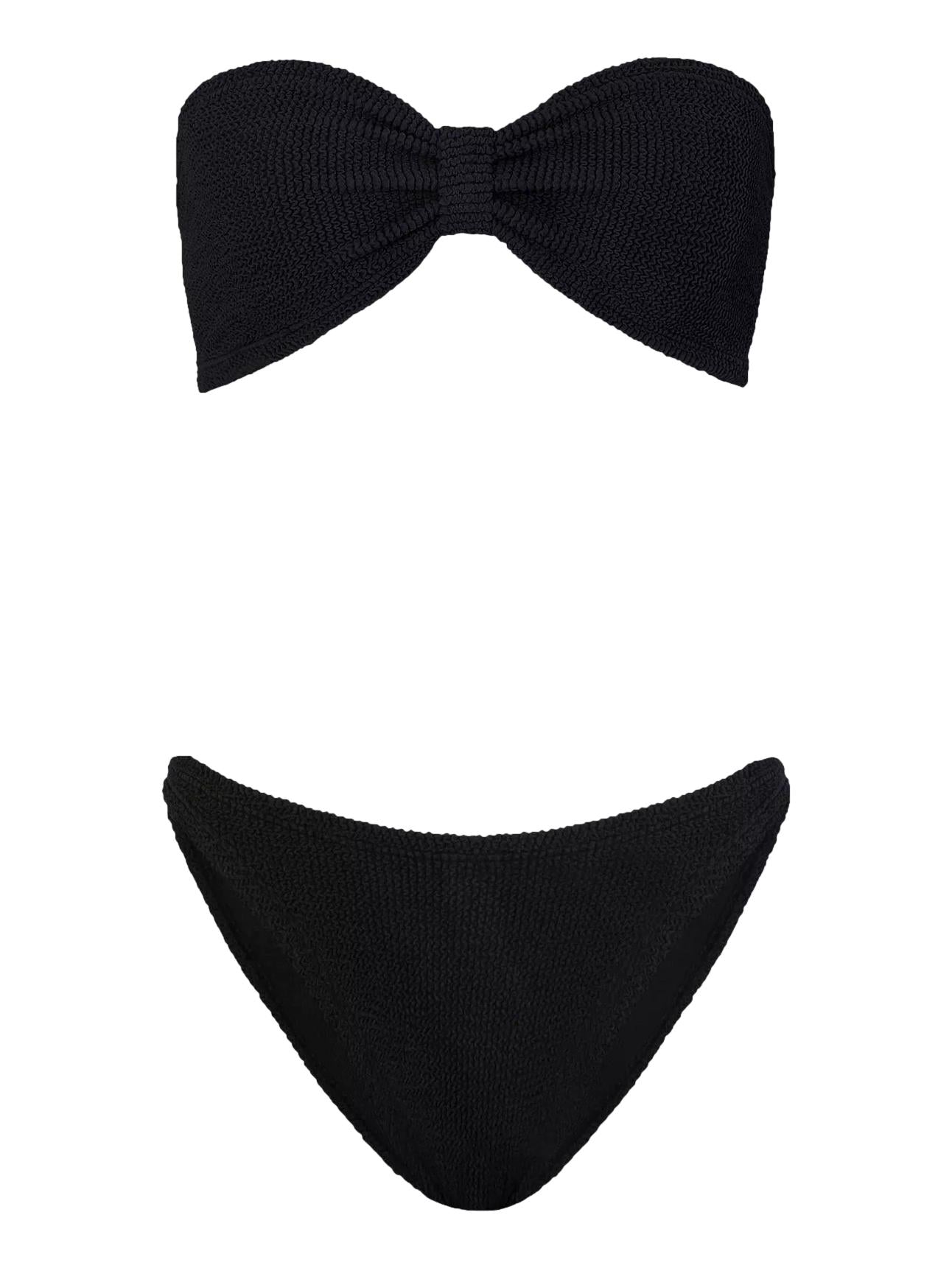 Sort bikinibukse fra Hunza G i jeansstil, komfortabel og skreddersydd for en avslappet strandlook.