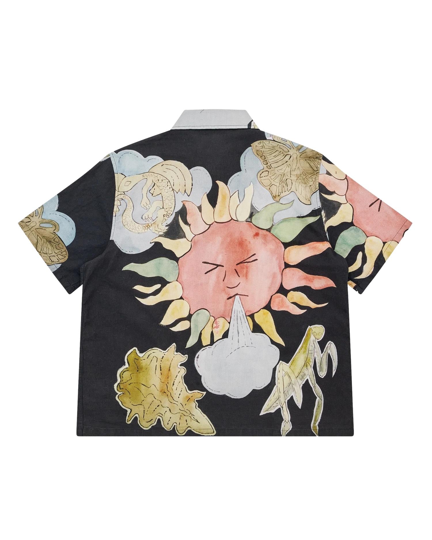 Our Legacy Box Shirt Shortsleeve Skjorte Sort Mønster - modostore.no