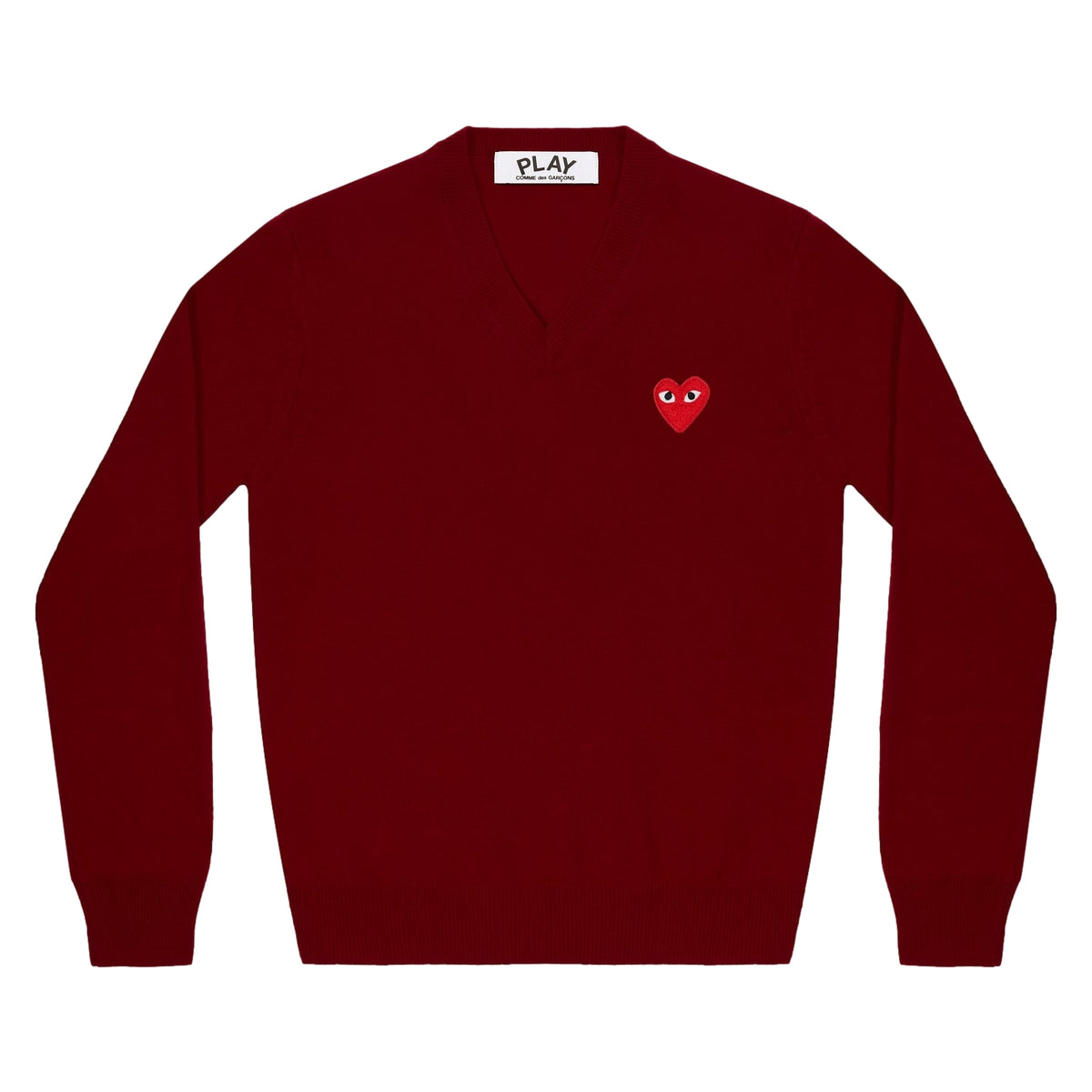 Comme des Garcons Play Sweater Red Emblem Red Heart Genser Burgunder