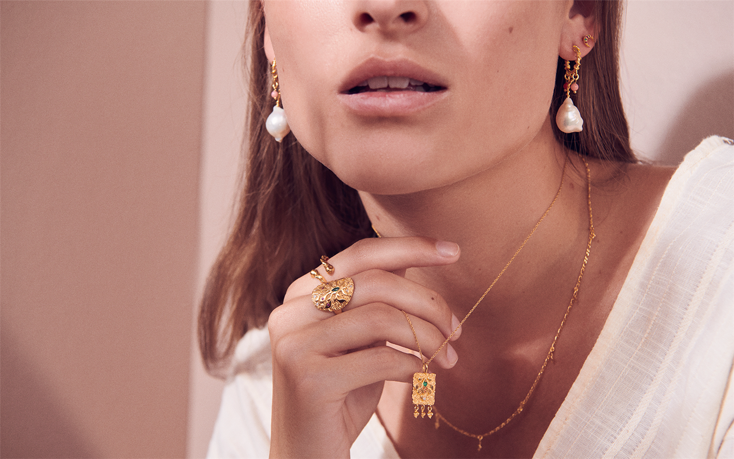 Maanesten Una Necklace Smykke Gull - modostore.no