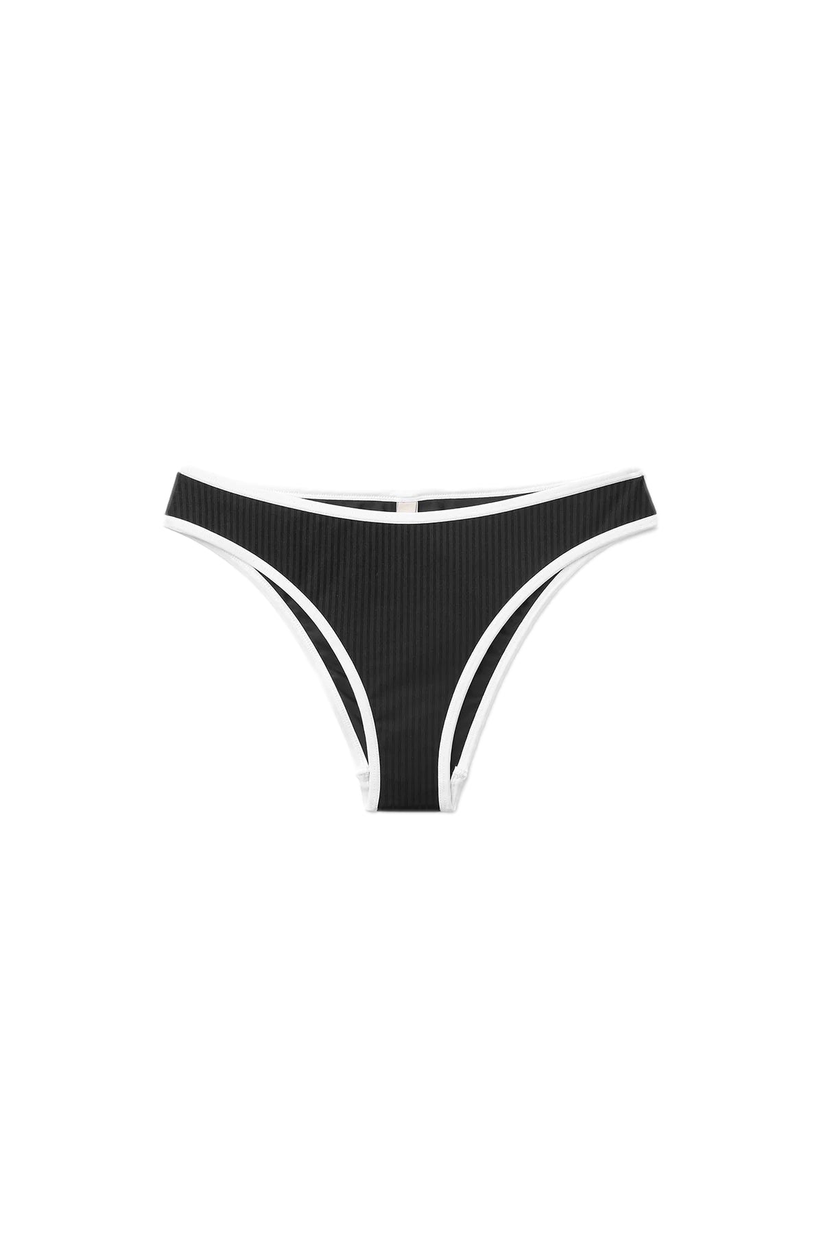 Seaquelle Ribbed Bikini Bottom Badetøy Sort Og Hvit - modostore.no