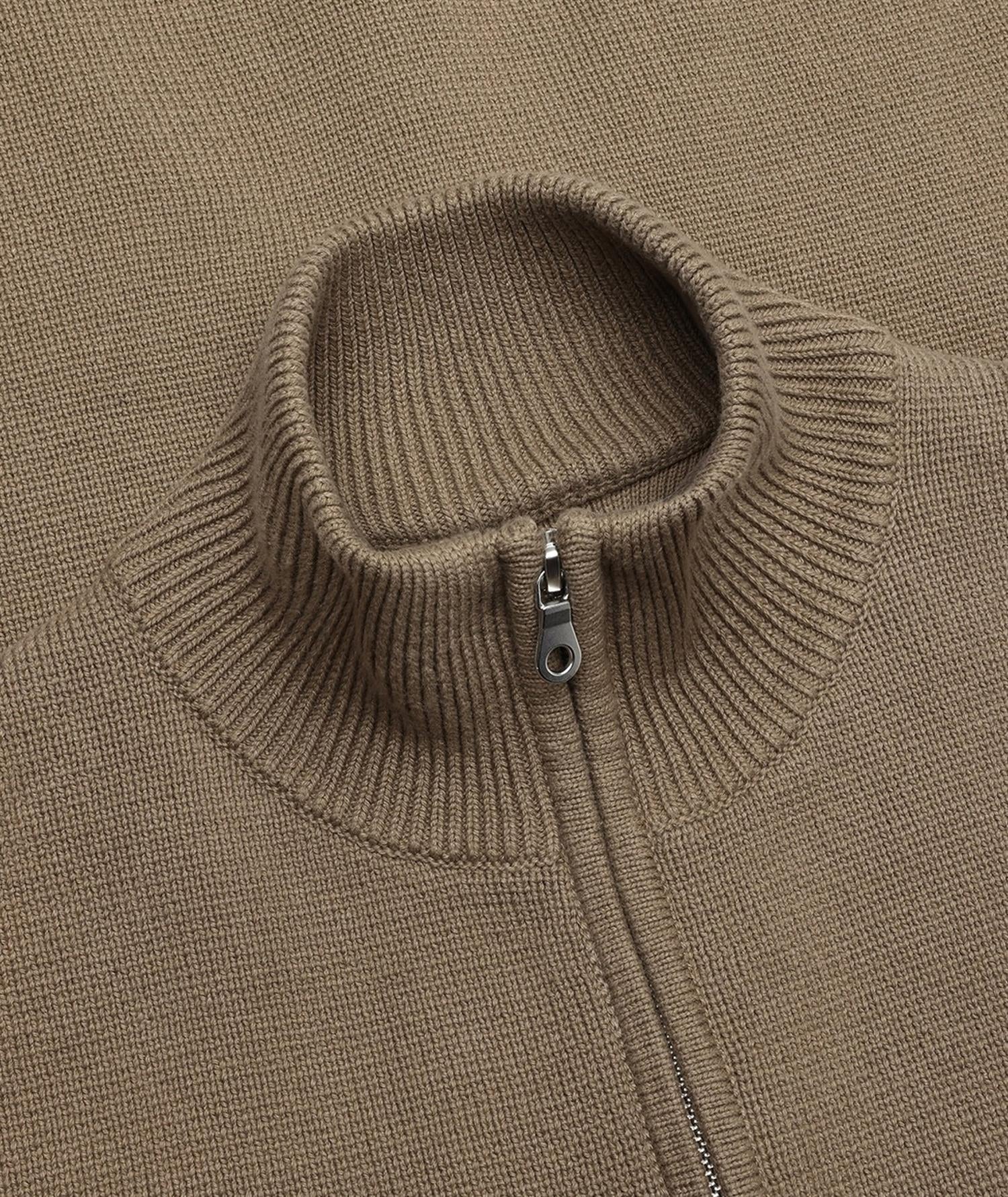 Garment Project Zipper Knit Cardigan Cardigan Mosegrønn - modostore.no