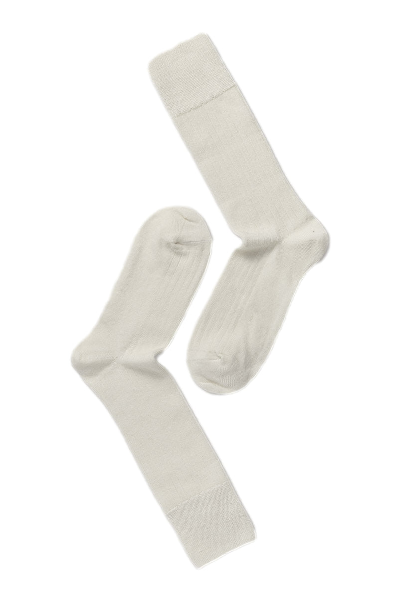 Panos Emporio 2PK Calle Premium Mercerized Wool Rib Sokker Off-White - modostore.no