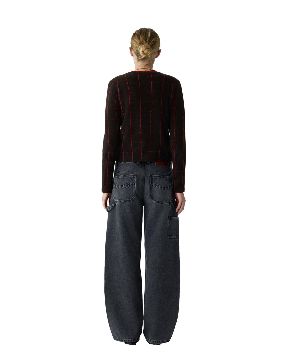 Guest In Residence Jane Checker Cardigan Burnt Cocoa/Carmine Cardigan Brun
