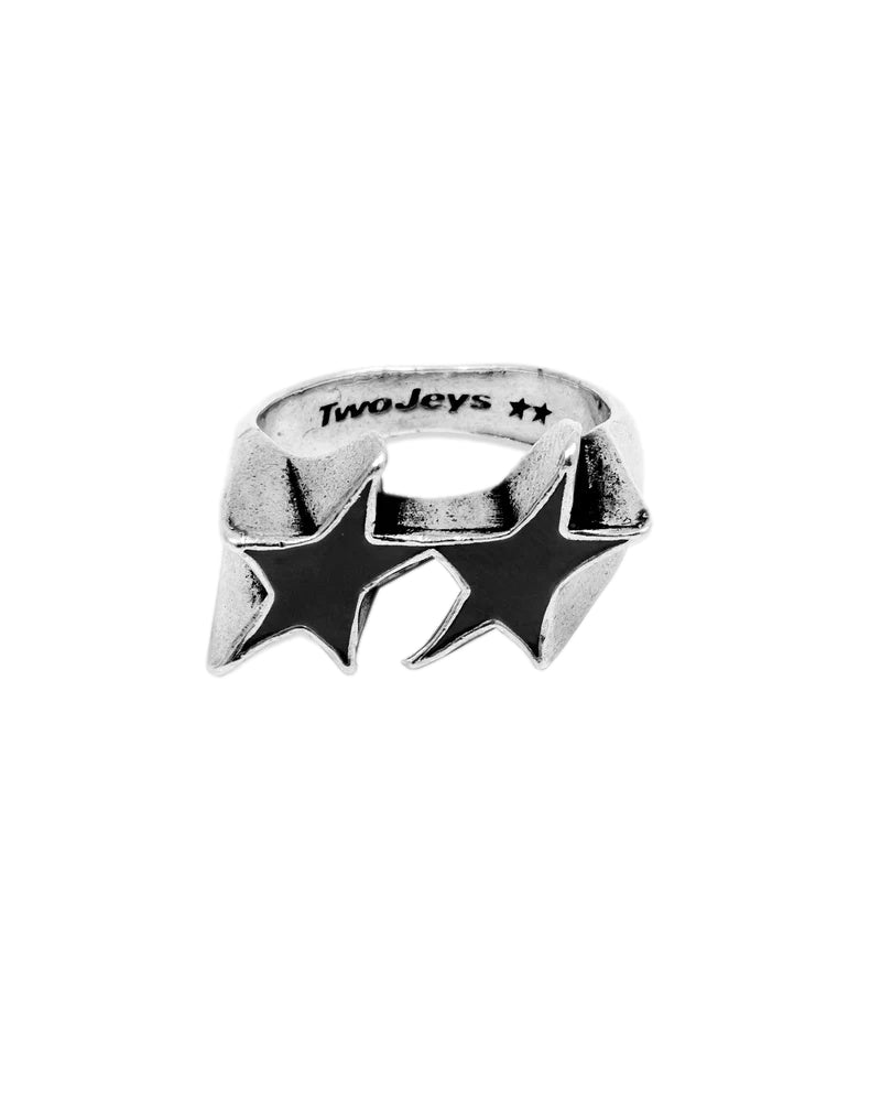 TwoJeys Icon Black Enameled Single Ring Ring Sølv / Sort - modostore.no